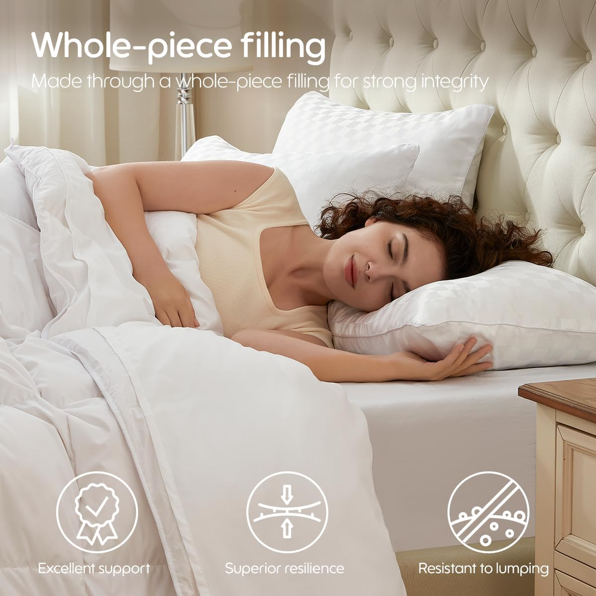 Swandream King Size Pillows 2 Pack, Soft and Skin Friendly down Alternative Pillow Set of 2 for Sleeping, Breathable Pillow for Back, Stomach or Side Sleepers, 20 * 36 Inches image number 3