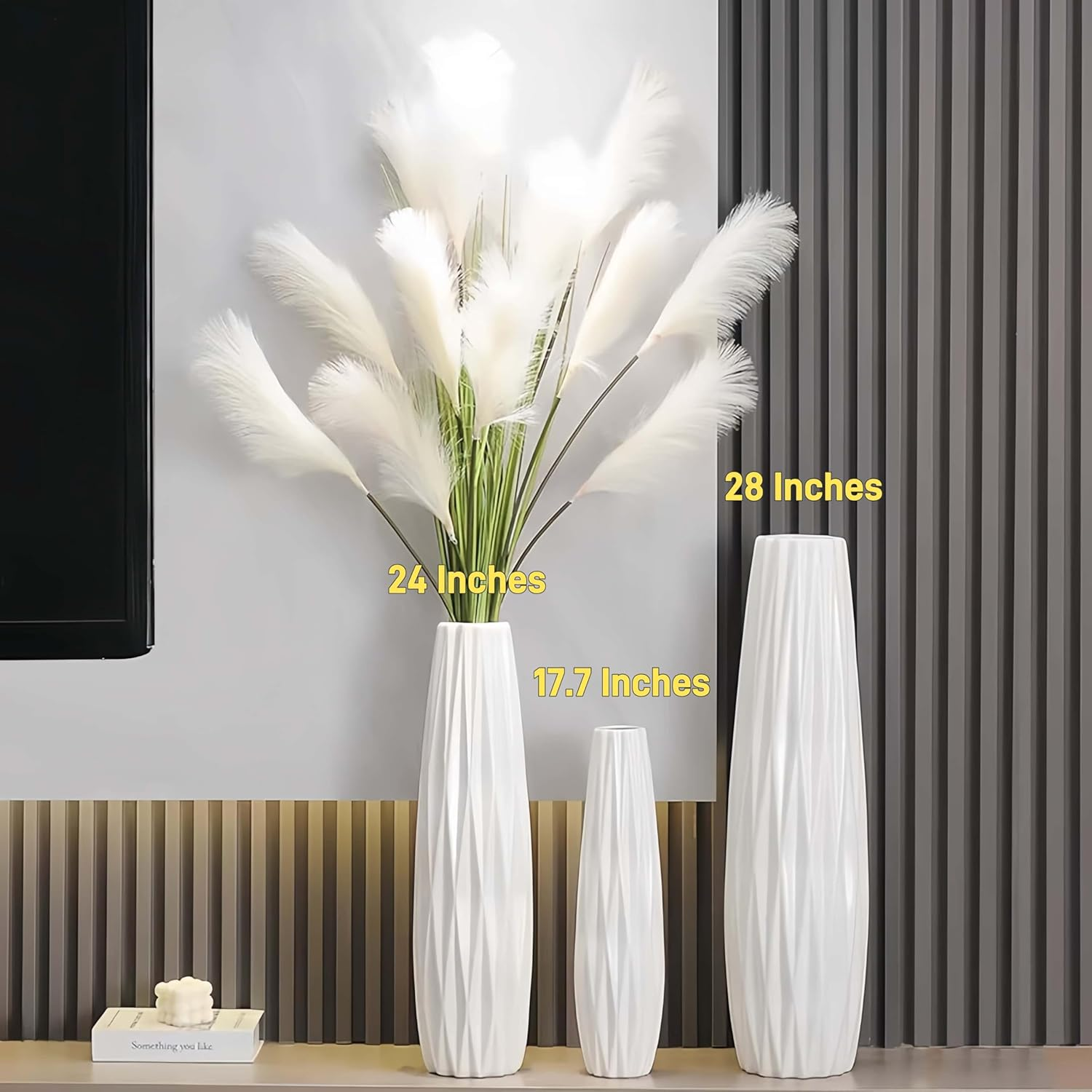 White Tall Floor Vase, 28" Ceramic Large Vase, Decorative Flower Vases for Modern Home Decor Living Room Office Bedroom Kitchen Wedding Centerpieces Farmhouse D&eacute;cor image number 5