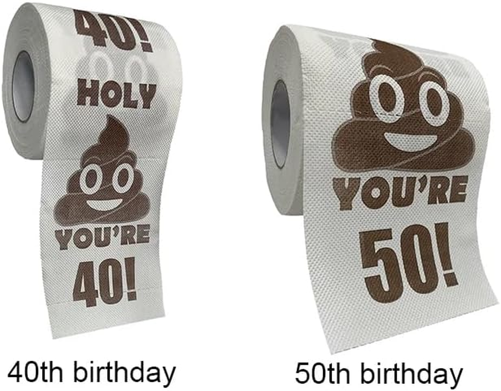 AIMALL Funny Toilet Paper Roll, 40Th & 50Th Birthday Prank Decoration, Humorous Gag for Men and Women, Wood Pulp, 3.74 X 3.94 Inches image number 5