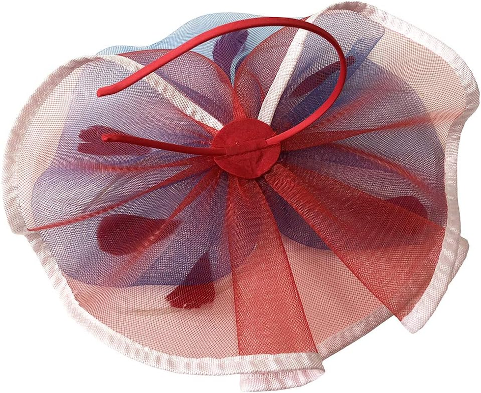 Beaded Feather Net Flower Bridal Derby Hat Fascinator with Clip Hairband image number 4