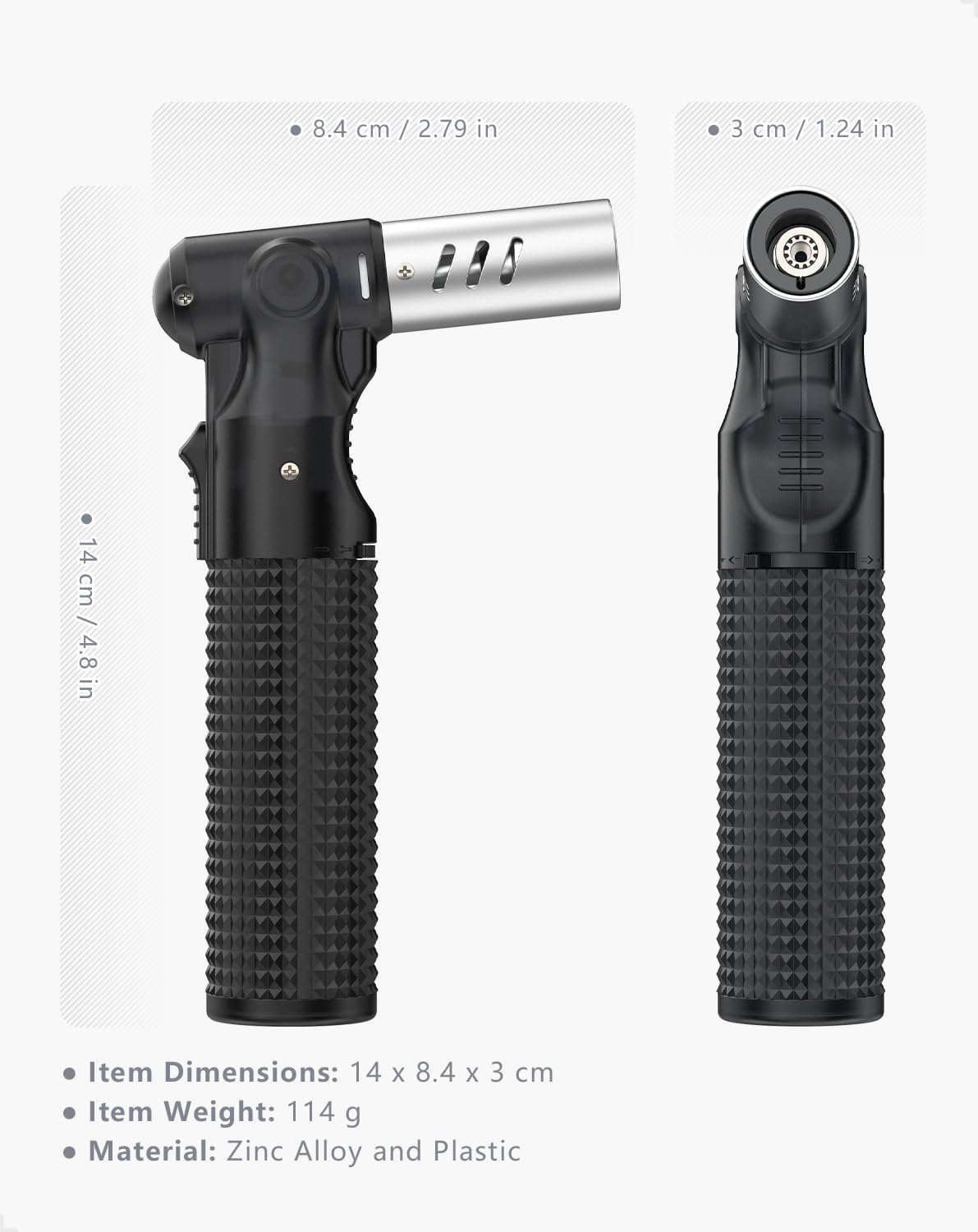 Torch Lighters, 2 Pack Adjustable Jet Flame Portable Butane Windproof Refillable Gas Lighter for Candle, Grill, BBQ, Fireworks (Not Included) image number 3