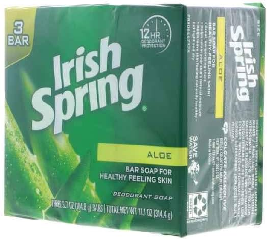 (BARS) Irish Spring ALOE SCENT Bar Soap for Men & Women. 12-HOUR ODOR/DEODORANT PROTECTION! for Healthy Feeling Skin. Great for Hands, Face & Body! (3 Bars, 3.75Oz Each Bar) by Irish Spring image number 3