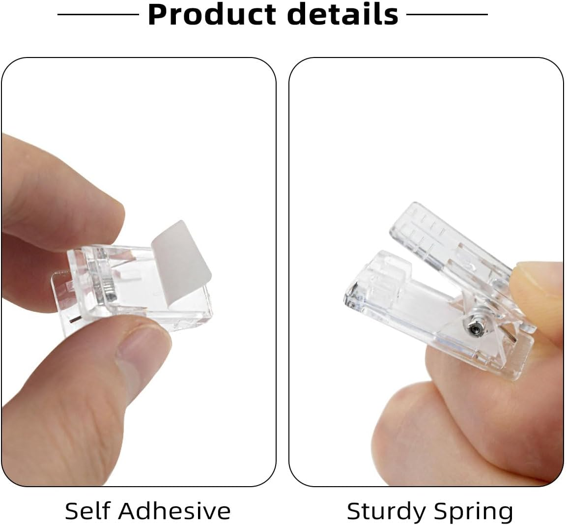 20 Pieces Self Adhesive Clips for Photo Sticky Clips for Wall Tapestry Wall Hanging Clips Sticky Spring Clips for Office Home Clear Plastic Sticky Clip for Poster Paper Self-Adhesive Clips for Hanging image number 5