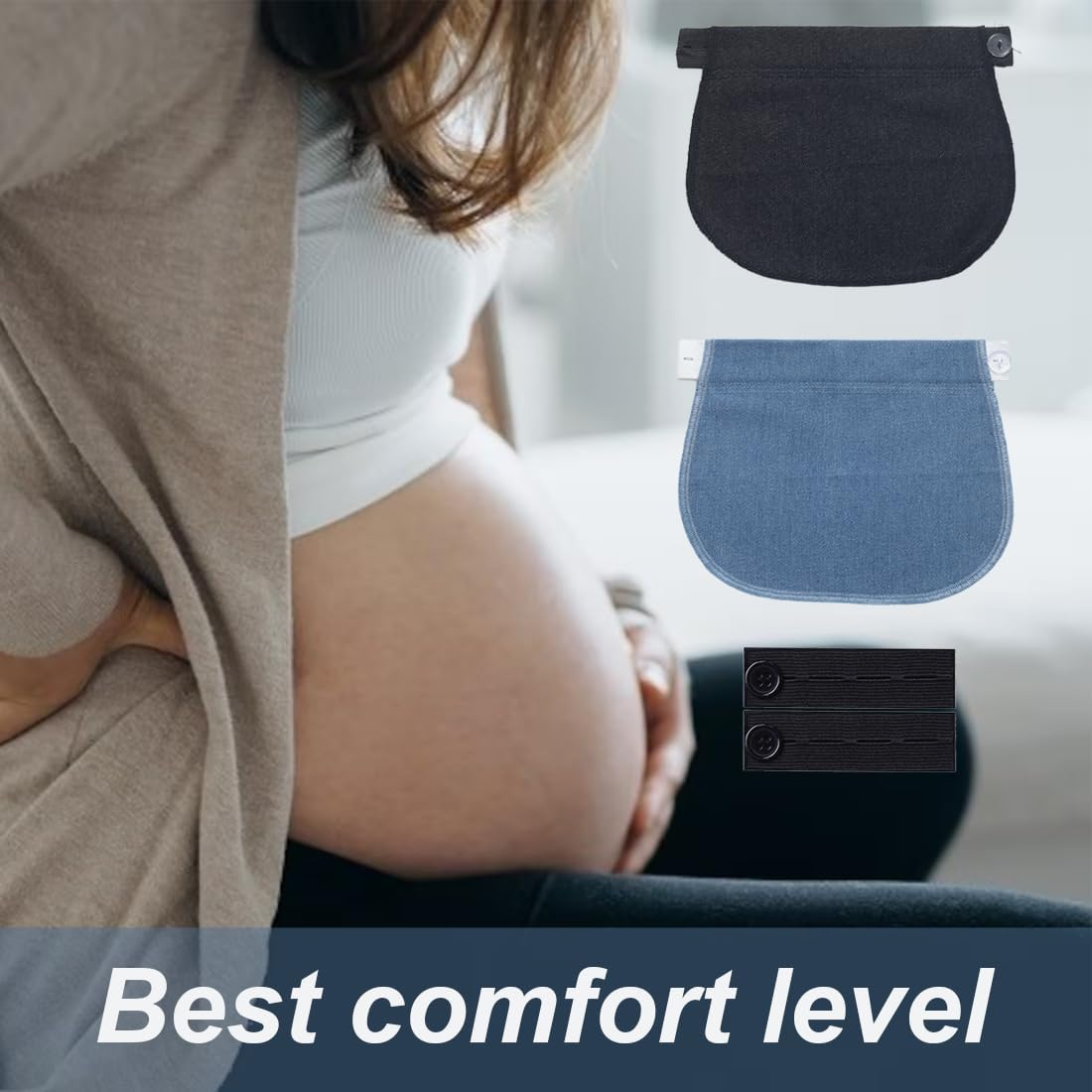 Pack of 6 Elastic Waistband Extenders Button Extension for Pregnancy, Jeans, Skirts, Trousers, Maternity Trousers image number 6