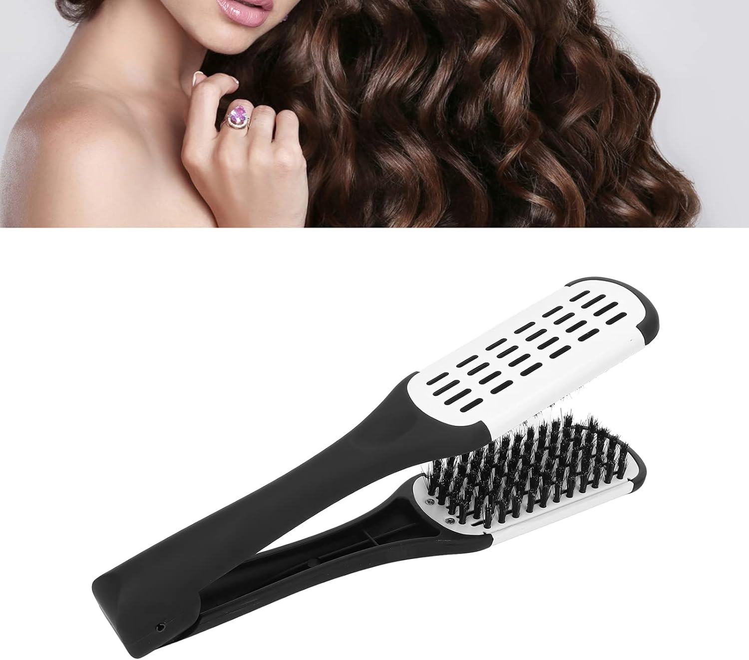 ANKROYU Hair Straightening Brush, Hair Brush, Double Sided Brush, Comb Clip, Antistatic Straightening Tool, Comb, Clipper Comb for Women, Home Use, Hairdressing Salon image number 4