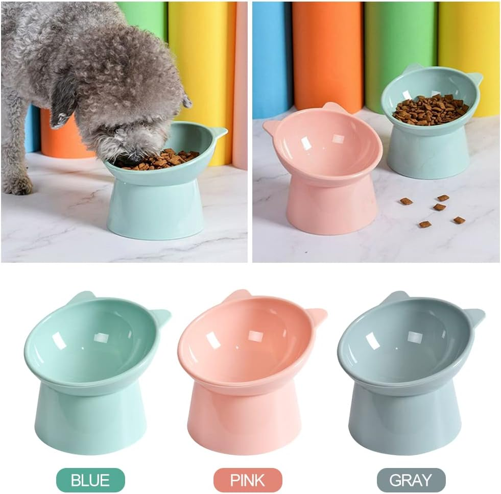 Elevated Bowl Feeder Food Water Raised Lifted Stand Bowls (Green) for Cat Dog Pet - Green image number 2