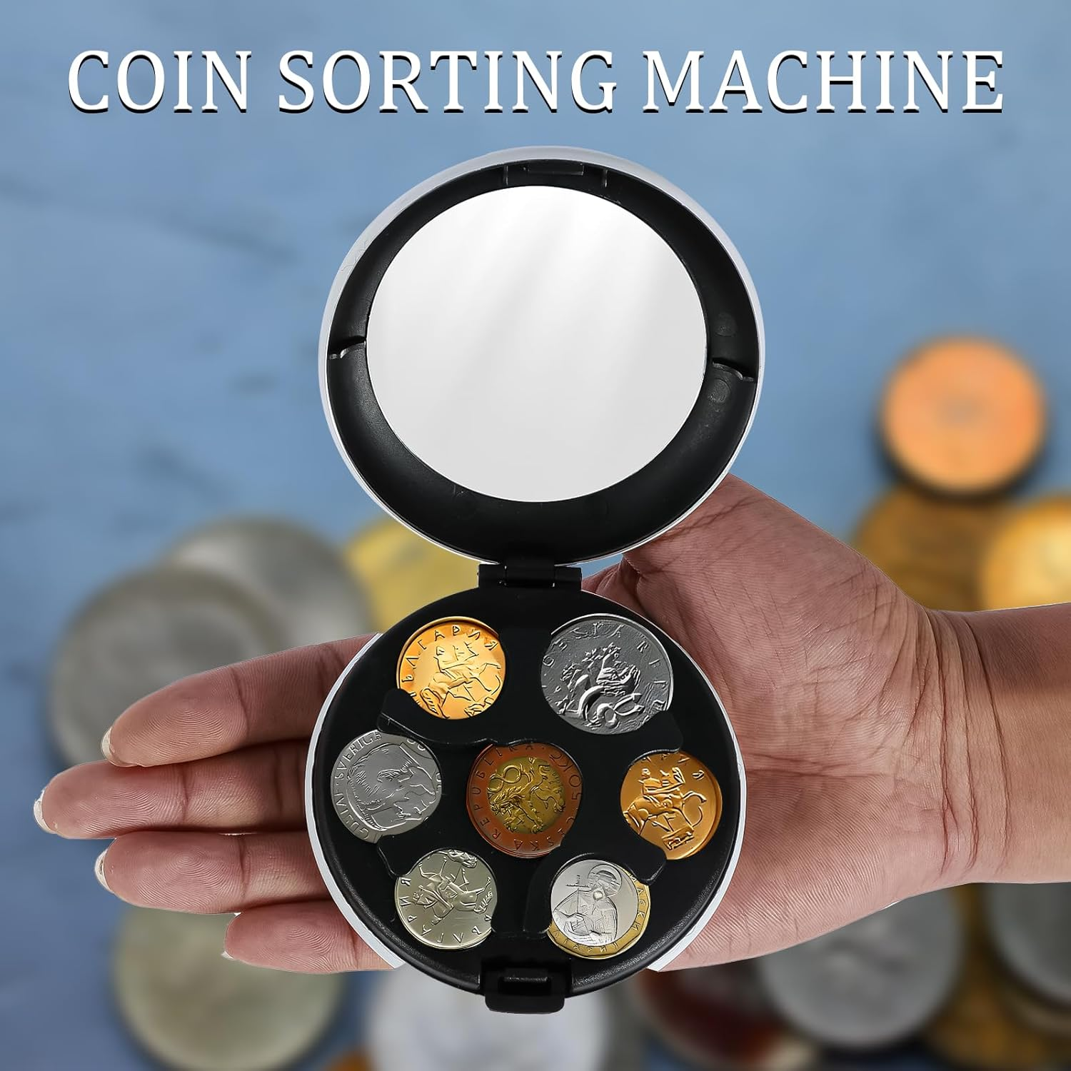 2Pcs Japanese Yen Coin Holders, Space Saving Charge Organizer and Storage with 7 Slots and Mirror, Portable Pocket Charge Organizer, 3.3&times;1.18 Inch Car Charge Holder for Women Men Collectors image number 6