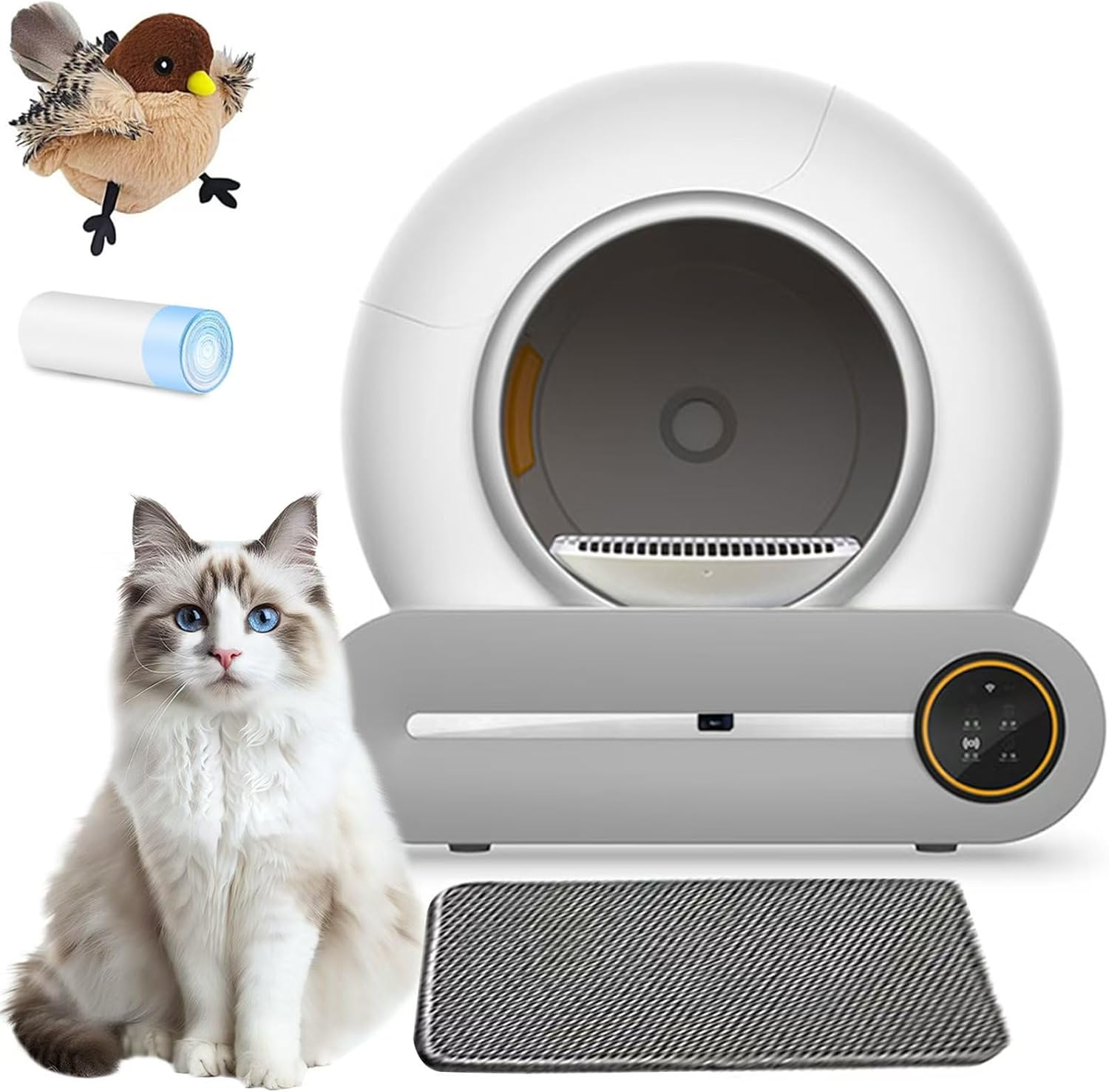 Self-Cleaning Cat Litter Box with APP Control, Smart Cat Litter Cleaning Robot, Automatic Cat Litter Box, Secure Alert/Health Monitor/Ionic Deodorizer 65L+9L (Box) image number 4