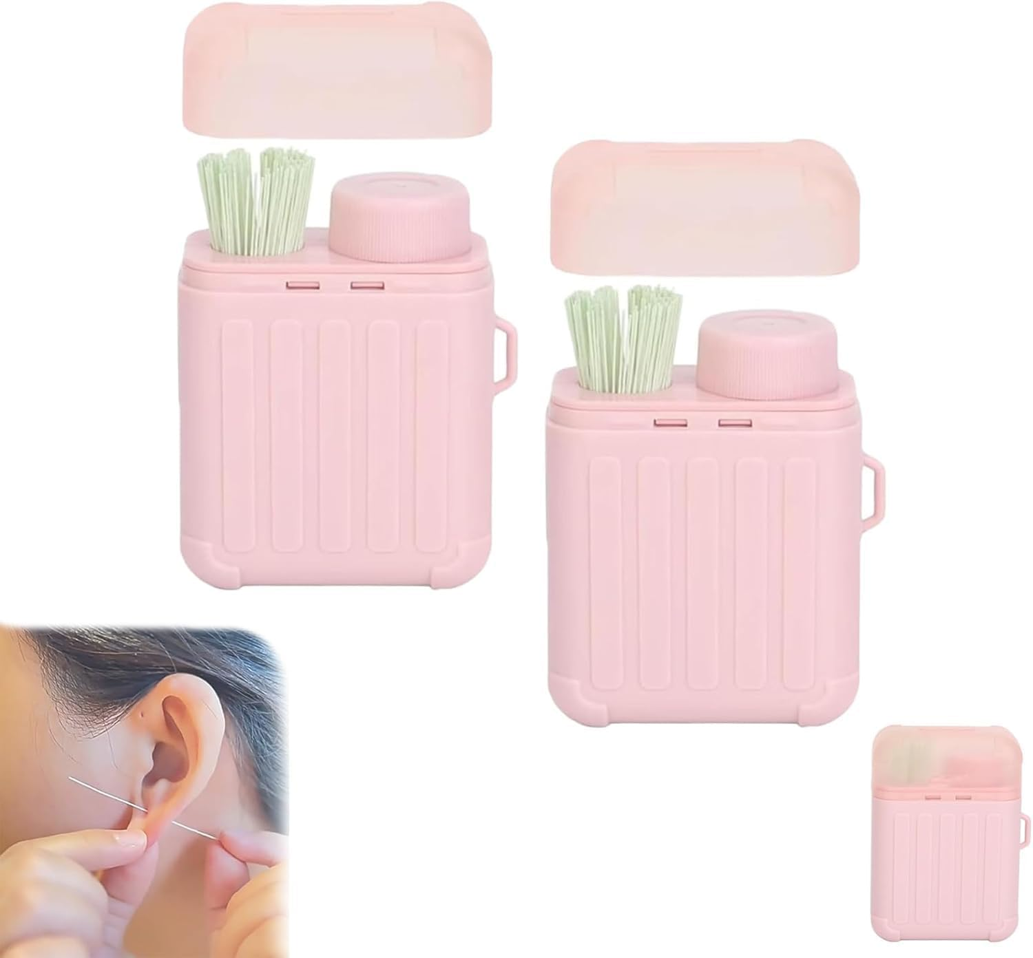 Ear Piercing Cleaning Kit, Ear Piercing Hole Cleaner Floss Kit with 240Pcs, Disposable Aftercare Cleaners, Earrings Hole Cleaner Floss, Ppiercing Aftercare Kits, Quick and Easy Use (Mint)