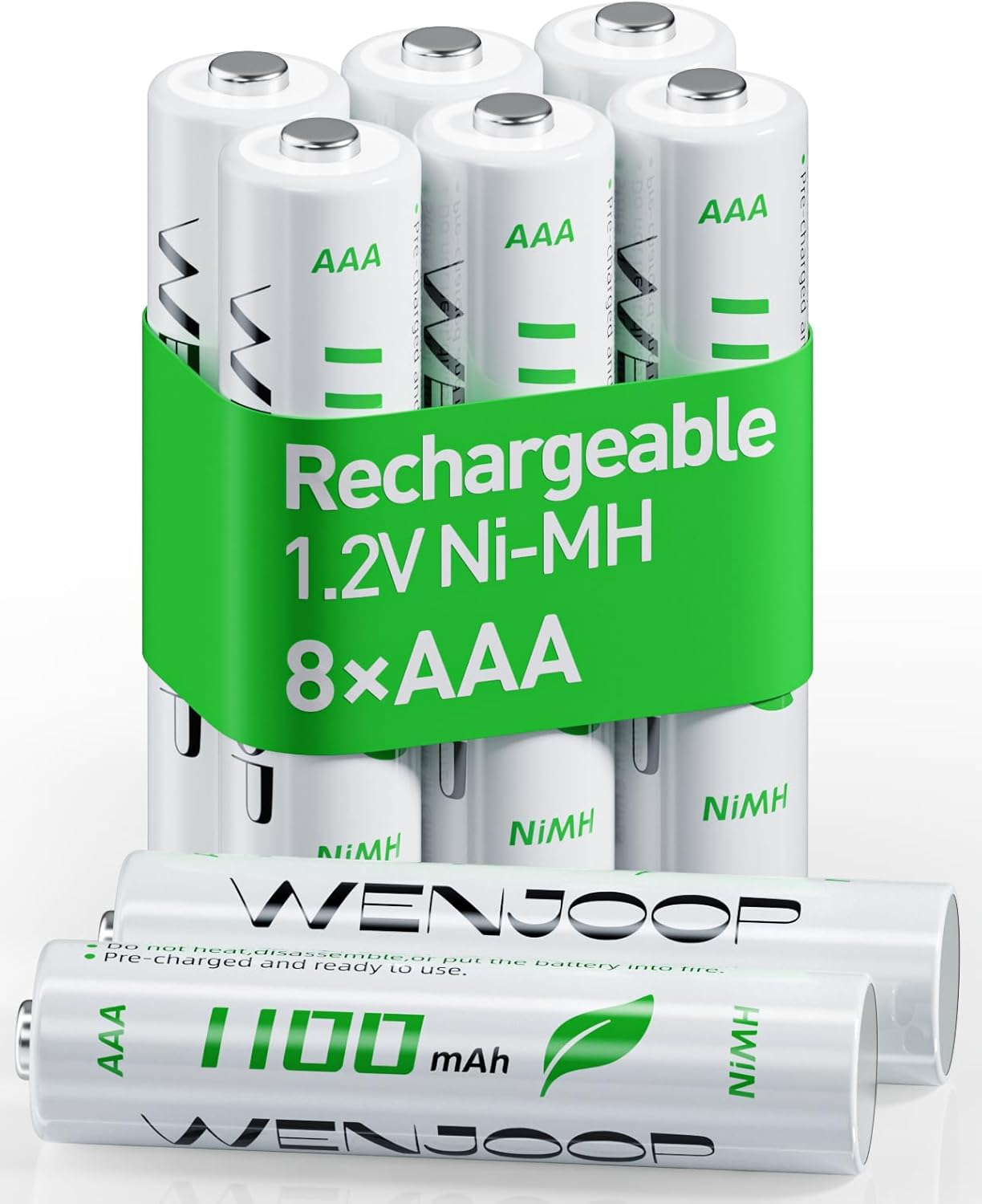WENJOOP Rechargeable AAA Batteries 8 Pack - 1100Mah Nimh Pre-Charged, 1200 Cycles, Low Self-Discharge Technology for Toys, Flashlights, Remotes (No Hg/Cd/Pb) image number 6