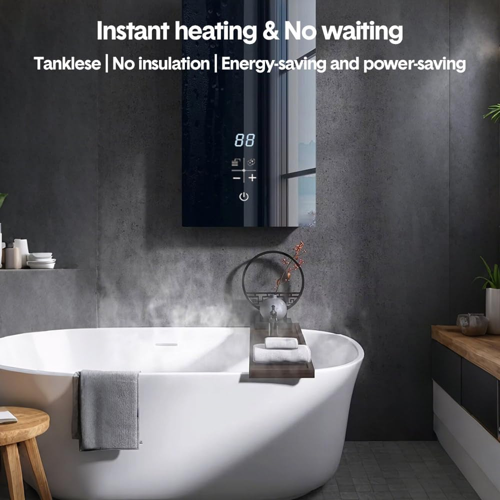 ALSTON 8800W Instant Hot Water Heater 220V Tankless Hot Water on Demand under Sink Bathroom with Digital Temperature Display Kitchen Saving Energy Black image number 3