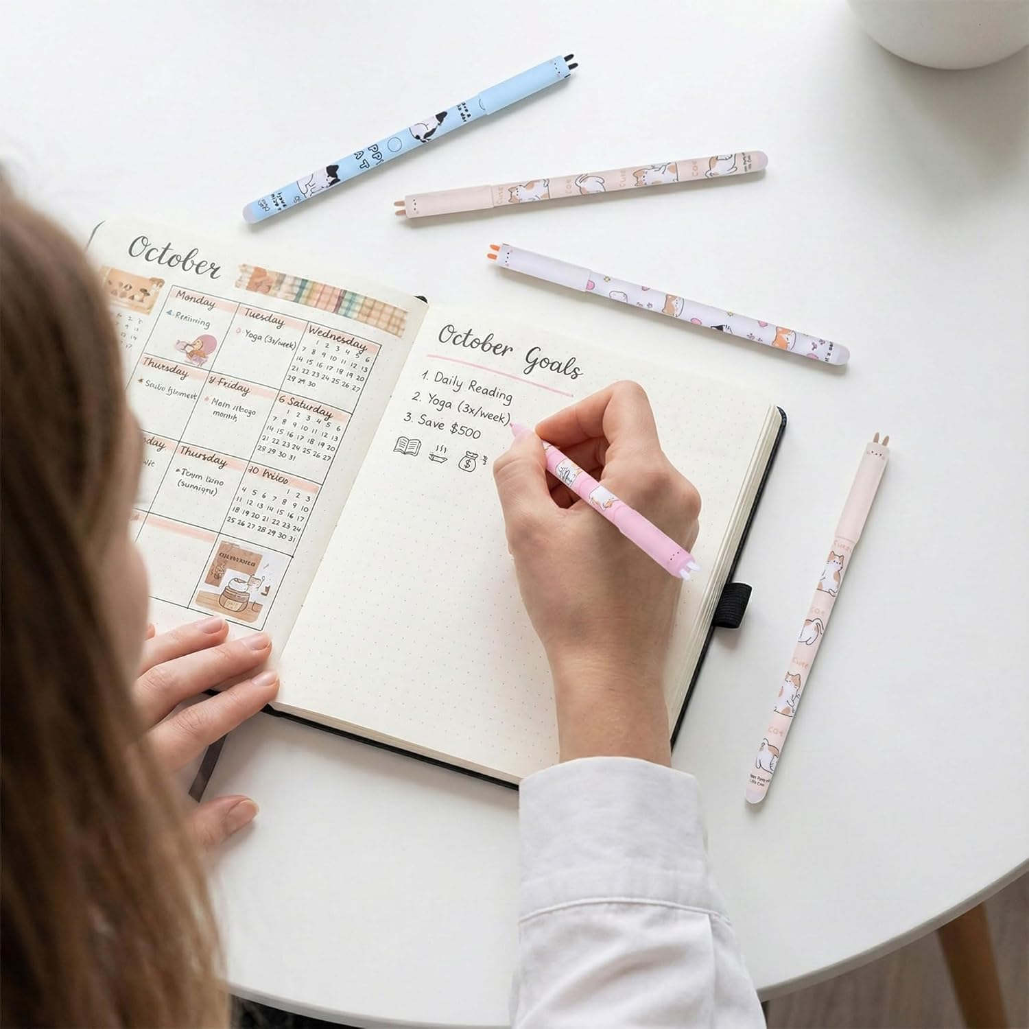 Vorirydian 4 Erasable Pen - Erasable Gel Pen, 0.5 Mm Tip Diameter, Blue Ink Design, Does Not Ruin the Paper, Thermosensitive Ink, Smooth Writing (Pink) - Pink image number 6