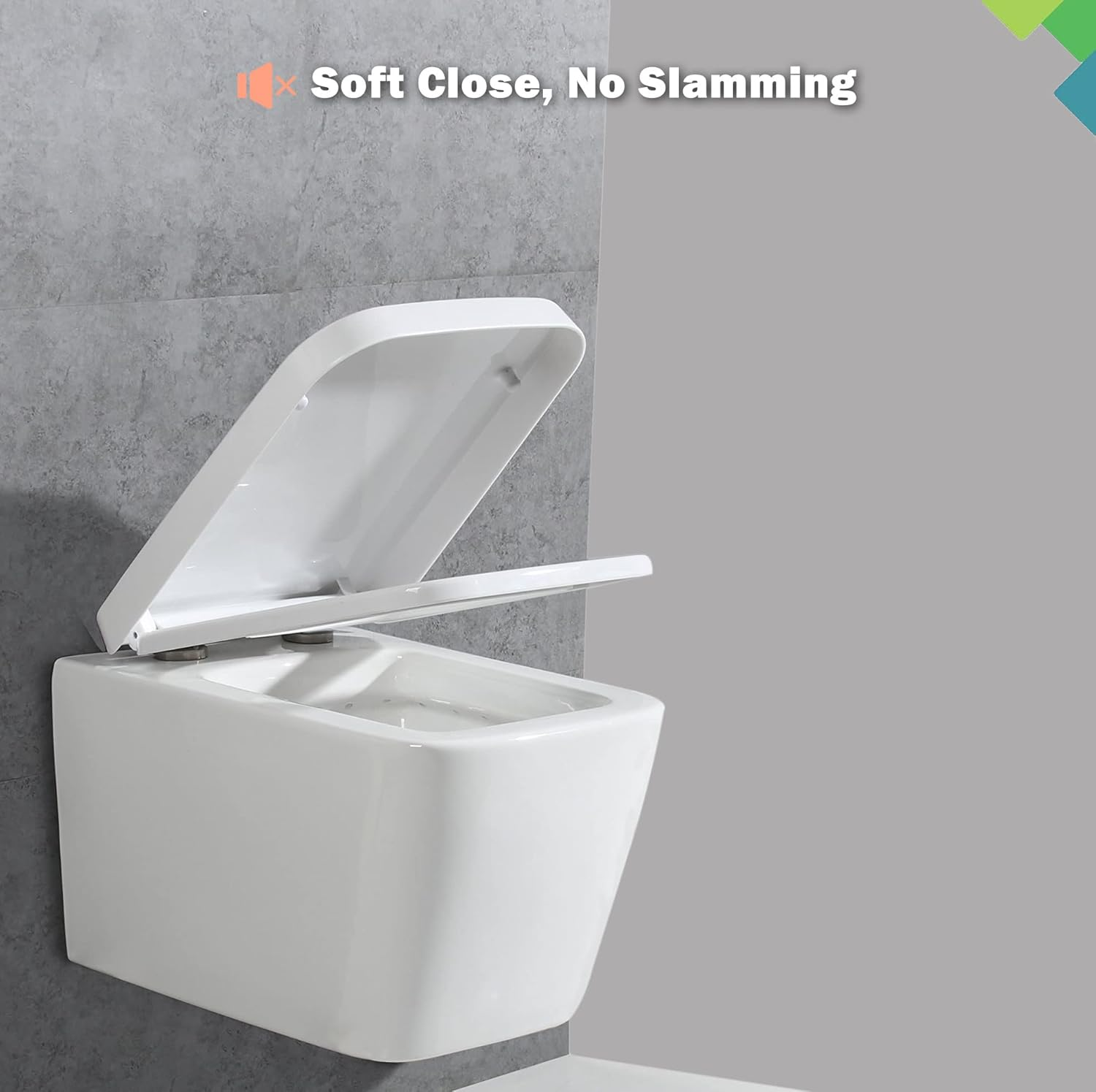 Mass Dynamic Square Toilet Seat with Soft Close Top Fix Toilet Seats with One Button Quick Release Cleaning for Better Hygiene, Rectangle Loo Seat with Adjustable Hinges