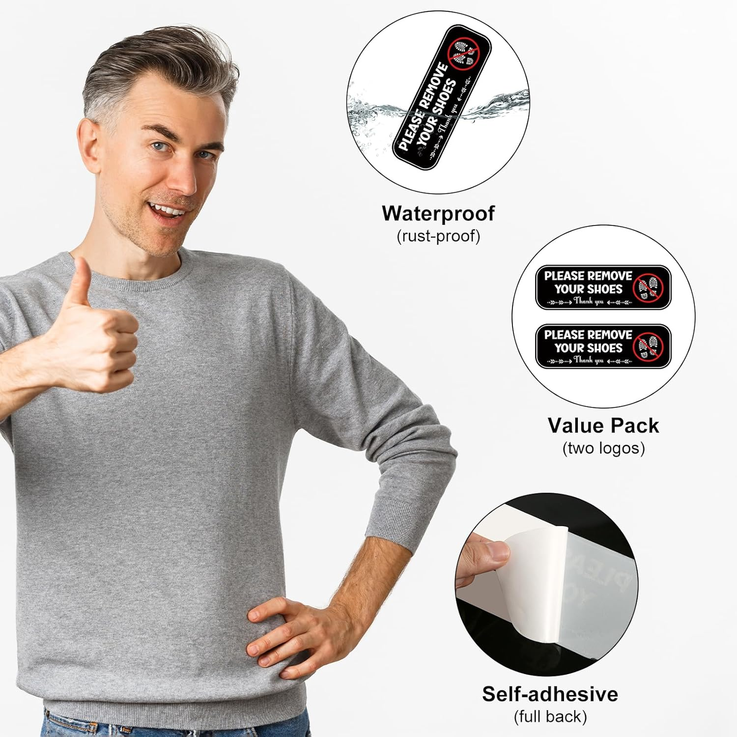 2Pcs Acrylic No Shoes Sign - Take Your Shoes off Sign for Front Door, Offices, Cafes, Restaurants & More image number 5