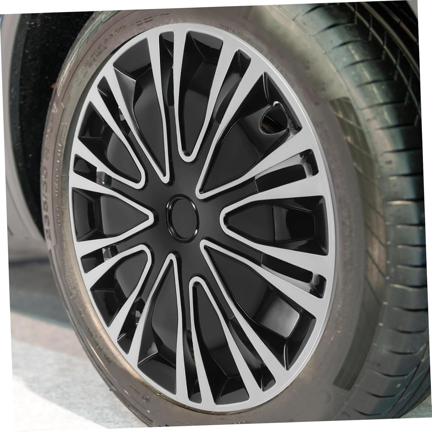 Alipis Decorative Wheel Hub Covers Replacement Hubcaps for 18.3-Inch Steel Rims Silver Black Automotive Truck SUV Wheel Rim Cover Car Accessories image number 5