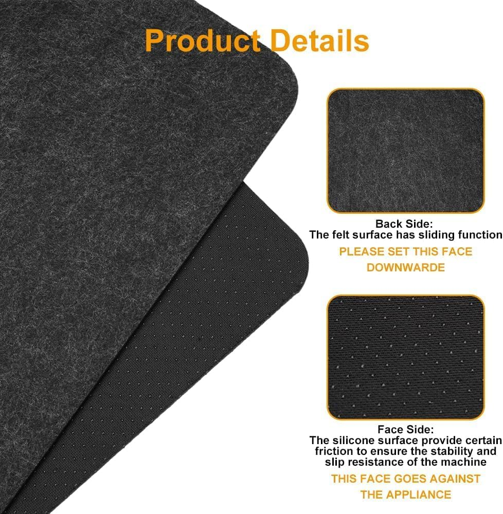 3 PCS Heat Resistant Mat for Air Fryer,17.3X 11.8 in Non Slip Heat Proof Mat, Countertop Heat Protector for Air Fryer, Coffee Maker, Toaster, Oven, Black image number 6