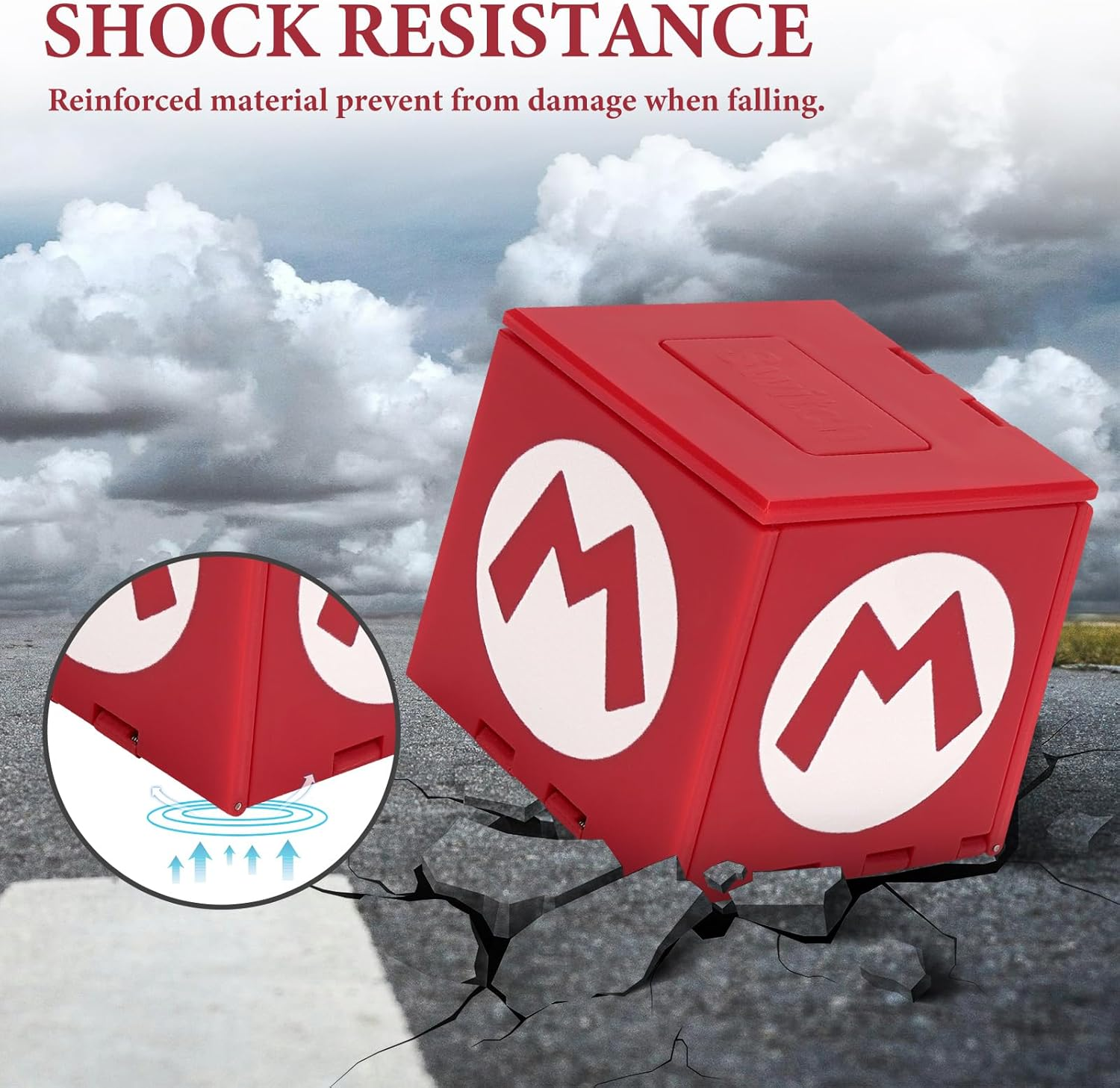 Geekria Game Card Case Compatible with Nintendo Switch, Large Capacity Game Card Organizer with 16 Game Card Slots, Deformable Expandable Game Card Holder, Cube Portable Card Storage Box (Red) image number 1