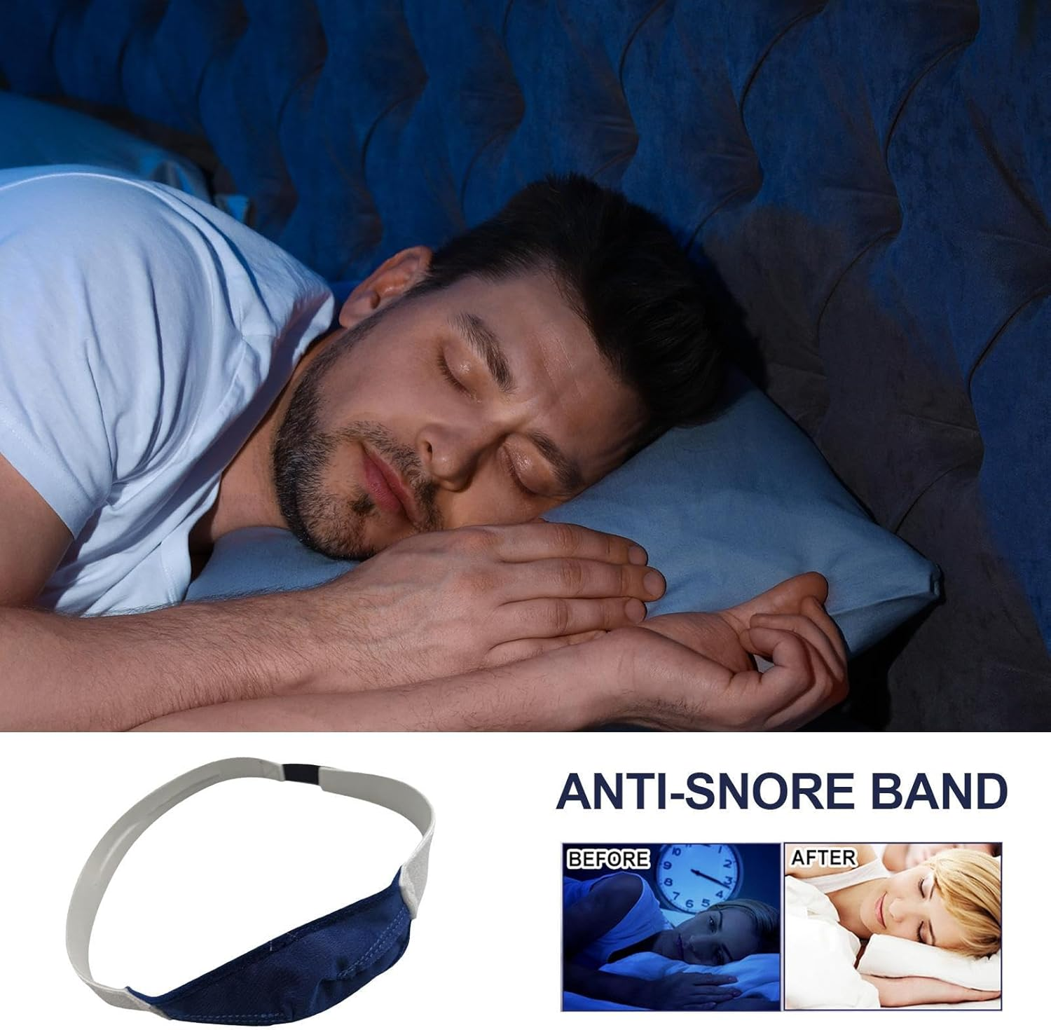 Anti Snoring Chin Strap &ndash; Adjustable Sleep Strap, Snore Reduction Band | Comfortable Chin Strap for Sleeping Aid, anti Snore Device for Men and Women, Snoring Strap for Nighttime Use image number 5