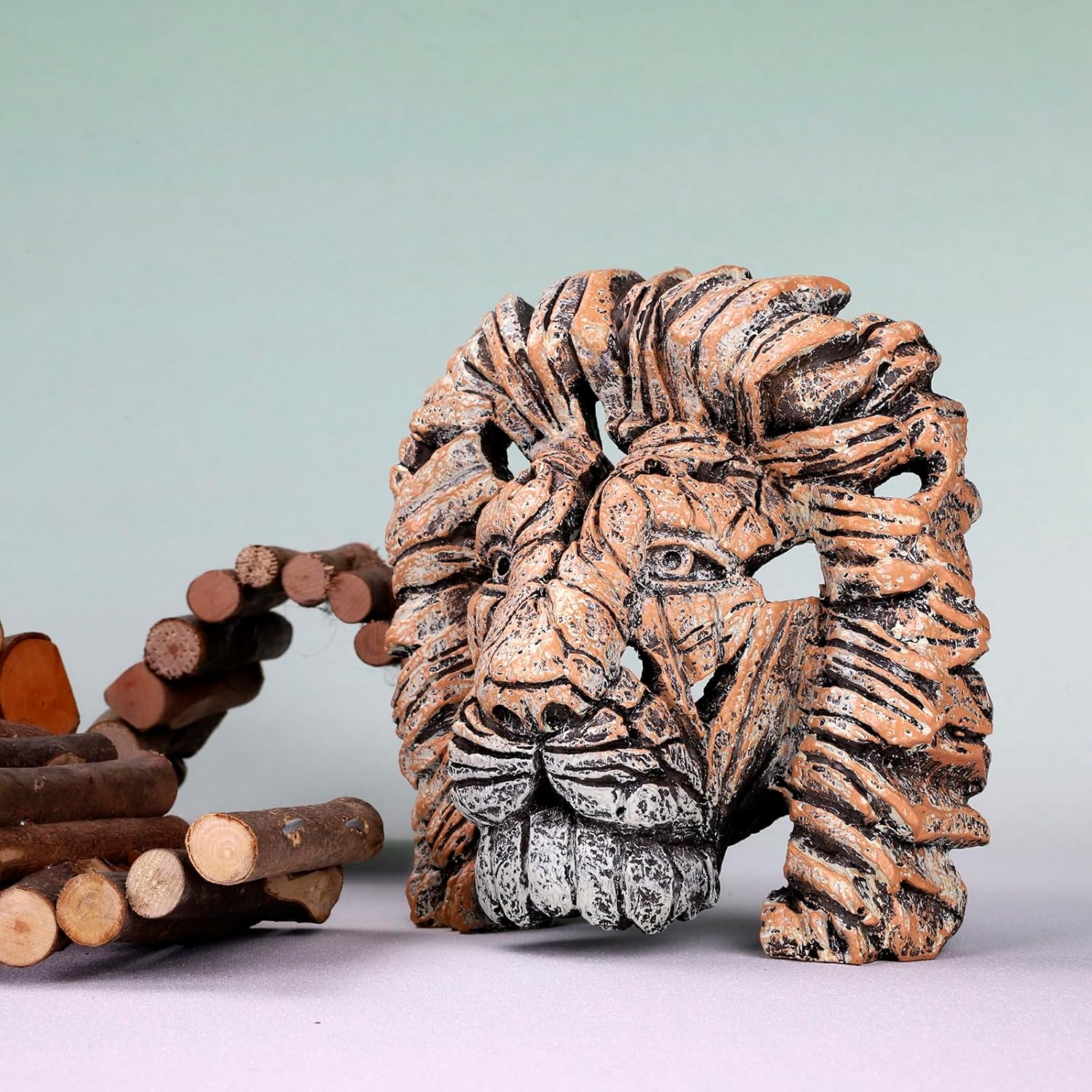 Lion Head Statue Sculpture Bust Decor,The King of Beasts,Resin Decor Animal Centerpiece for Table Decor,Statue Decoration for Living Room/Bedroom/Home/Garden,Great Collectible(Lion) image number 3