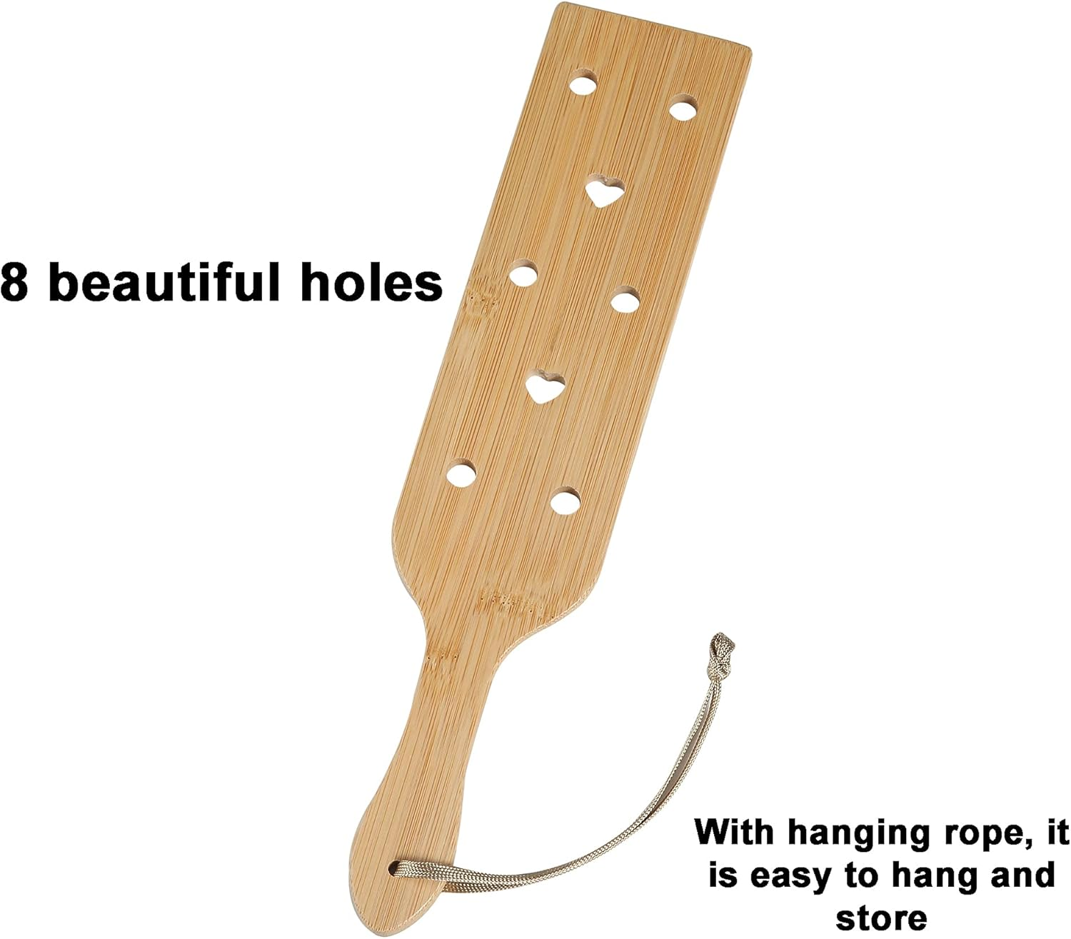 13.2Inches 2PCS Small Bamboo Wooden Paddle,Wood Lightweight Thin Paddle with Smooth Airflow Holes for Light Spanking Crafts DIY Play image number 1