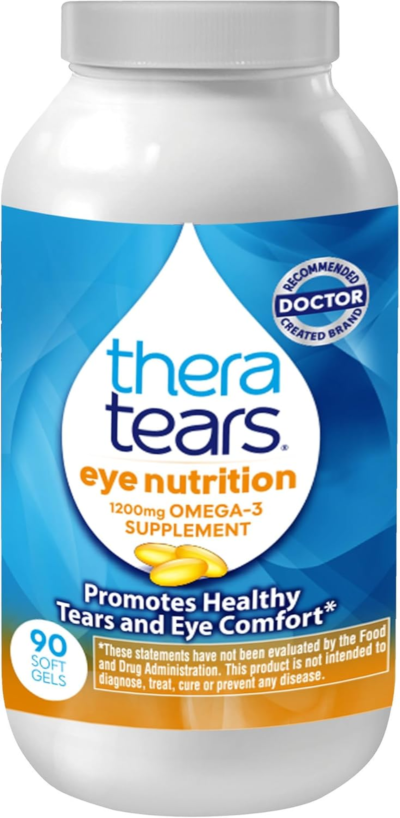 Theratears 1200Mg Omega 3 Supplement for Eye Nutrition, Organic Flaxseed Triglyceride Fish Oil and Vitamin E, 90 Count image number 4