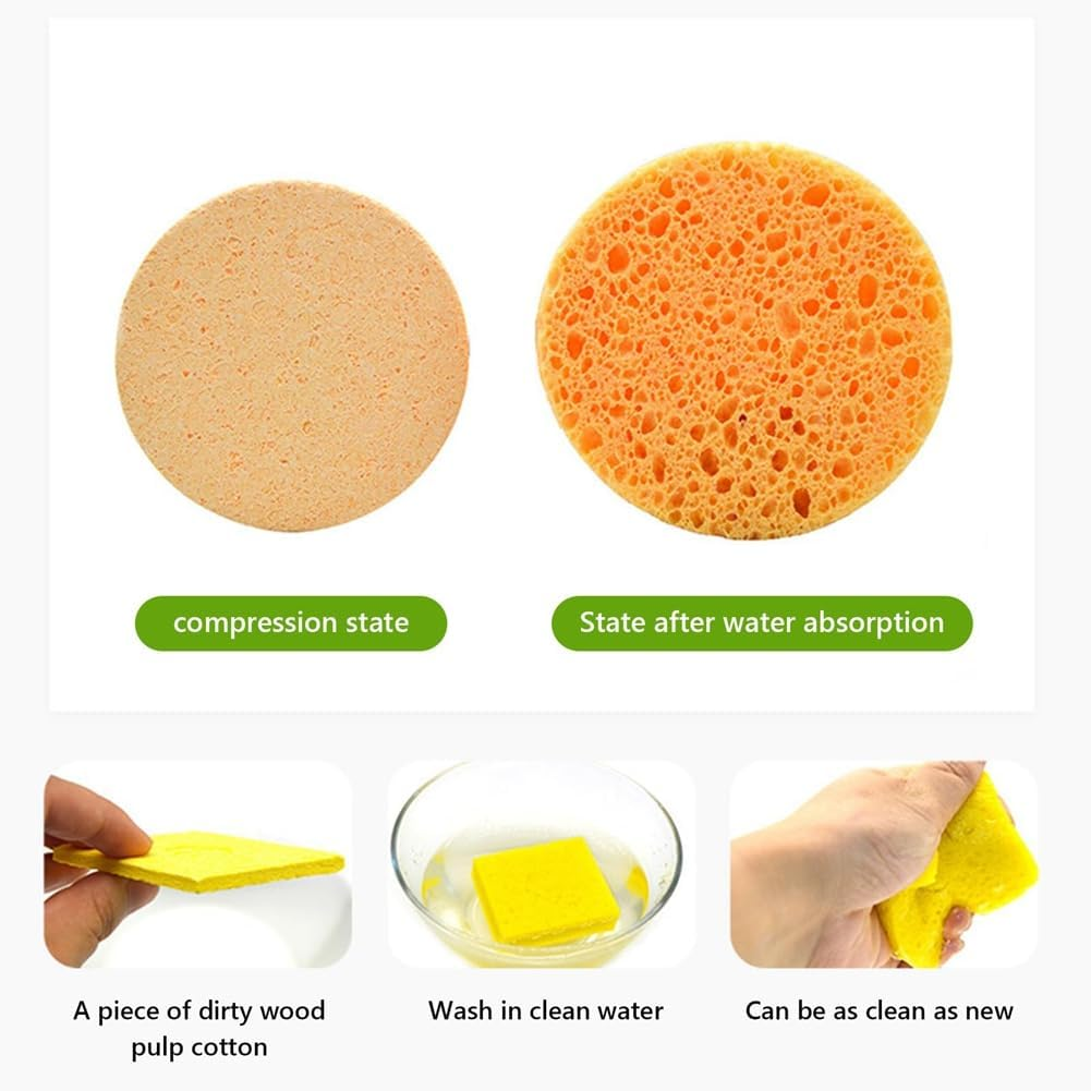 50PCS Cleansing Pads for Face Compressed Sponges Turmeric Cleanser Pads for Skin Cleansing and Exfoliating,B image number 2