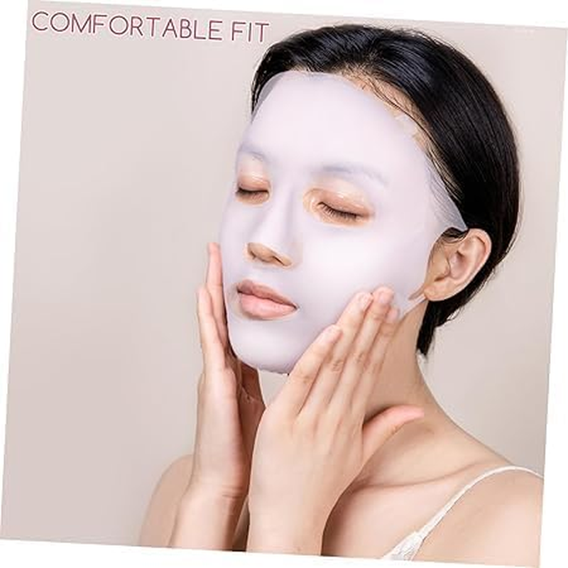 5 Pcs Reusable Silicone Face Mask Covers - Soft Stretchy Moisturizing Masks with Nose/Mouth/Glasses Openings, Prevent Evaporation for Beauty Spa Salon & Family