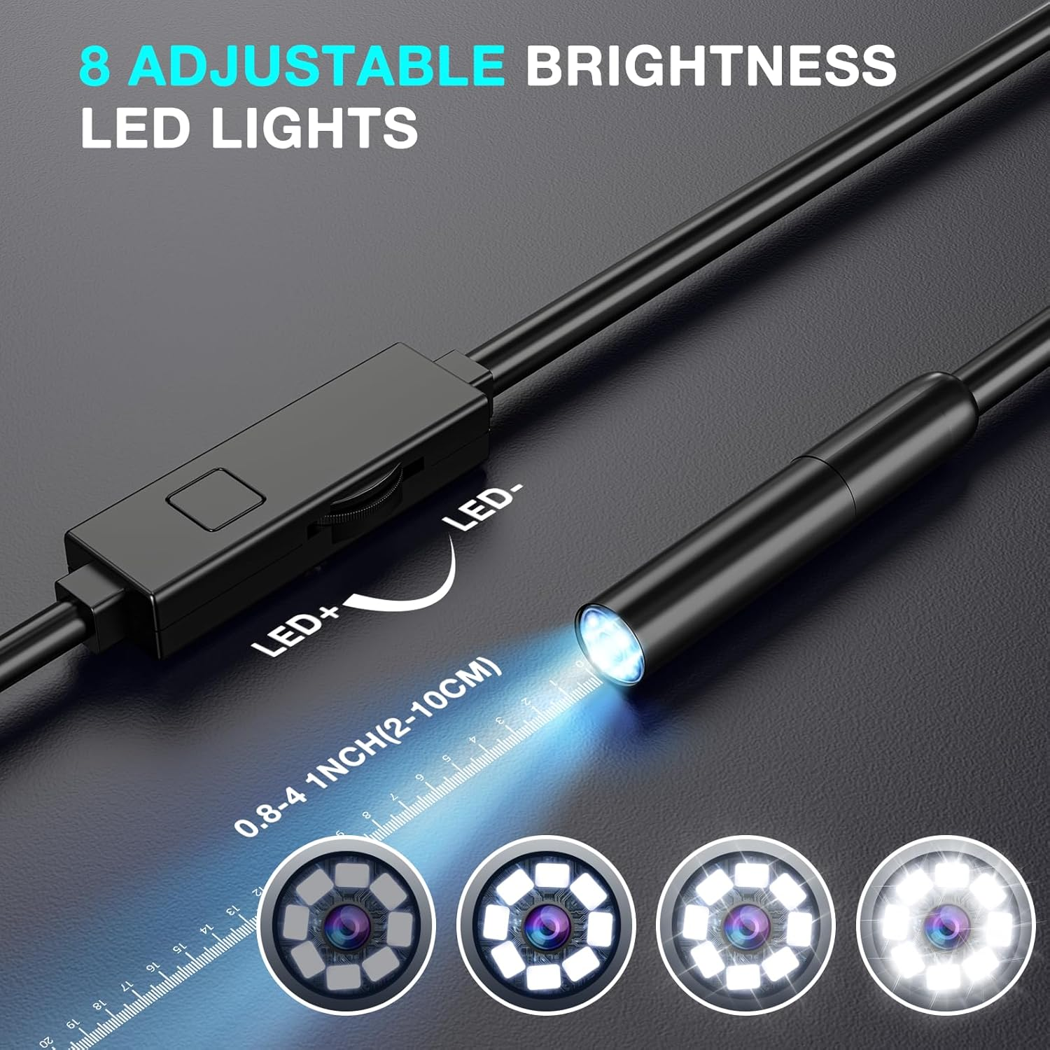 Endoscope Camera with Light, 5.5Mm1920P HD Borescope Inspection Cameras with 8 Adjustable LED Lights,Endoscope with Semi-Rigid Snake Camera for Android and Ios Smartphones, Samsung, Ipad,Iphone image number 6