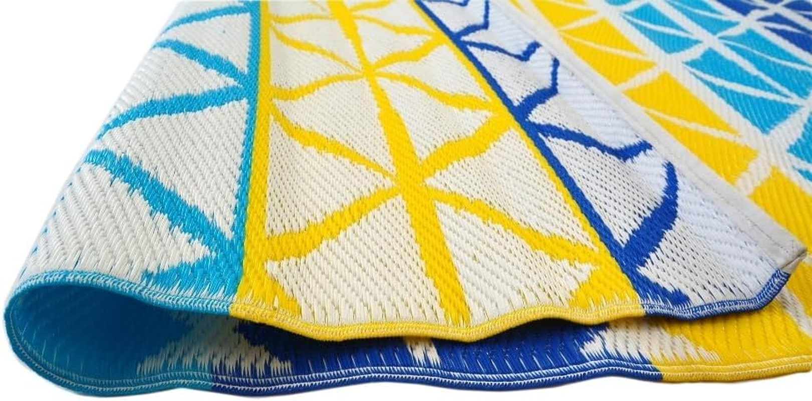 Rug Club Alfresco 2685 Reversible Outdoor Chatai Rug, 120 Cm X 170 Cm Size, Aqua Yellow image number 5