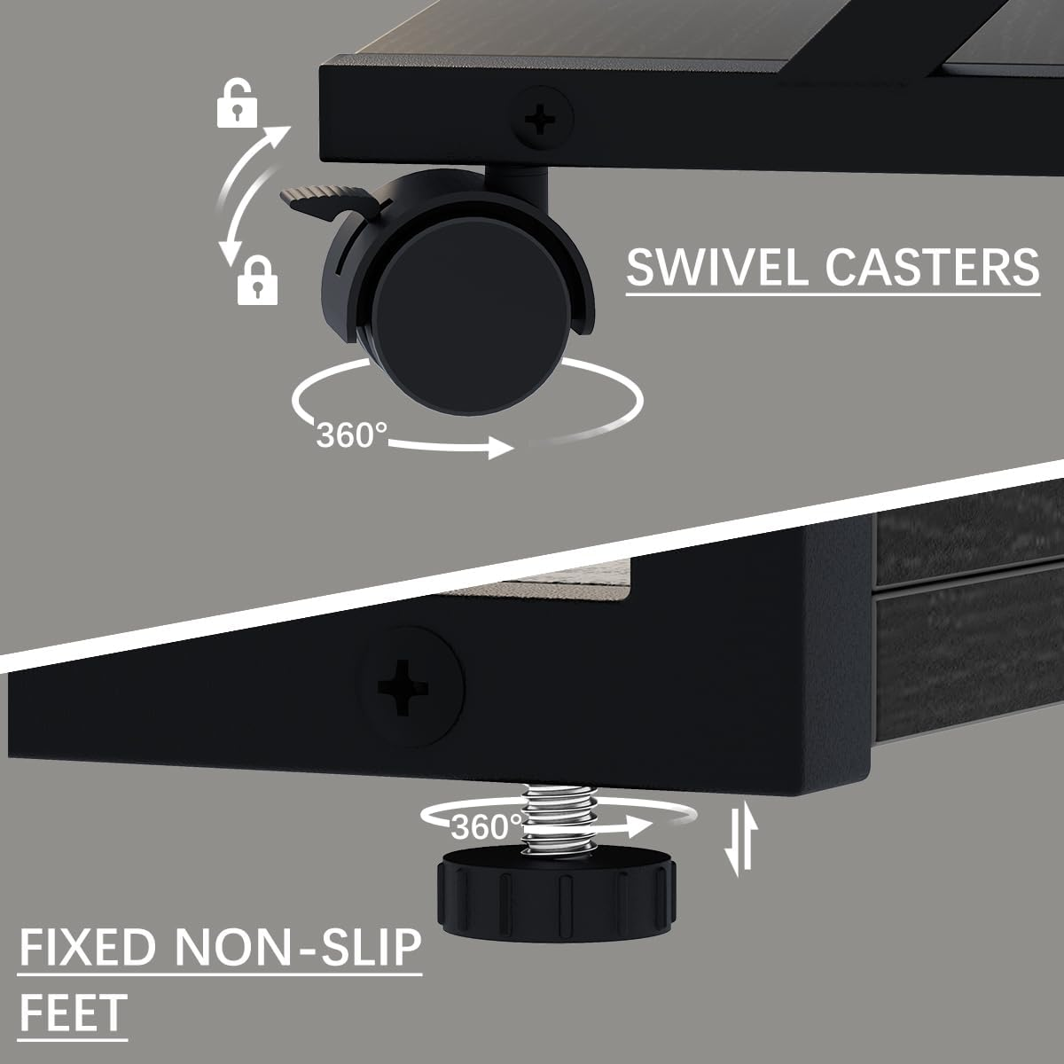 Aboxoo Desktop Printer Stand with 2 Tier Wood Storage Shelves,Under Desk Printer Table,Multi-Purpose Home Office Desk Organizer for Fax Machine, Scanner (Black) - White image number 2