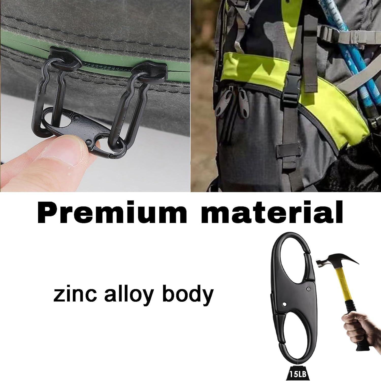 Treayes 4 PCS (2 Sizes) Zipper Clip Theft Deterrent - Black Backpack Zipper Lock, Quick Disconnect Clip with Key Holder Add - on Accessory image number 2