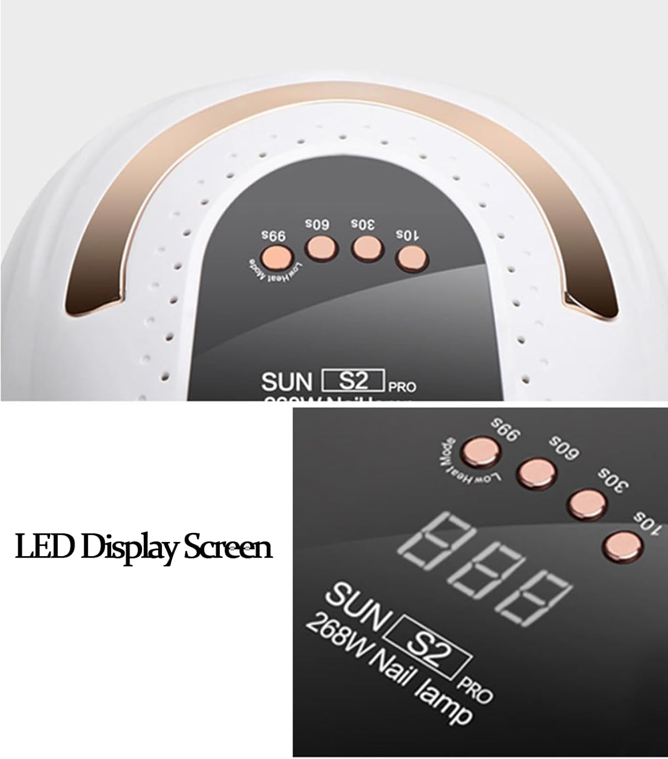 268W UV LED Nail Lamp Portable UV Light for Gel Nails High Power Nail Dryer with 57 LED Beads 4 Timer Settings LCD Display Removable Base Intelligent Infrared Sensor Design image number 1