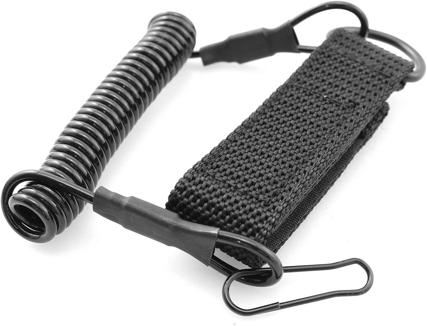 TAODAN Tactical Anti-Lost Elastic Lanyard Black Spiral Cable Coil Style Secure Spring Lanyard, Safety Strap Rope for Key Ring Chain Flashlight Hunting Accessories, Military Spring Rope, Black