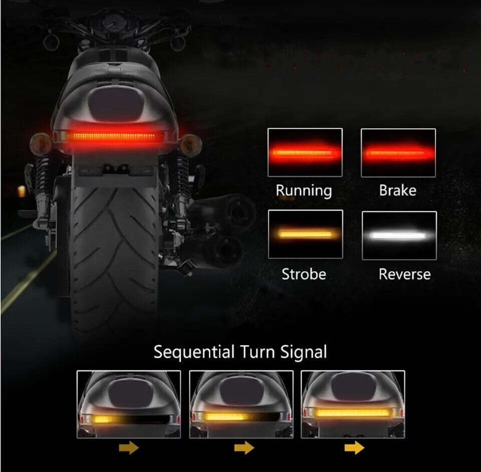 Tootoo Motorcycle Tail Light Strip Aluminum Triple LED Sequential Turn Signal