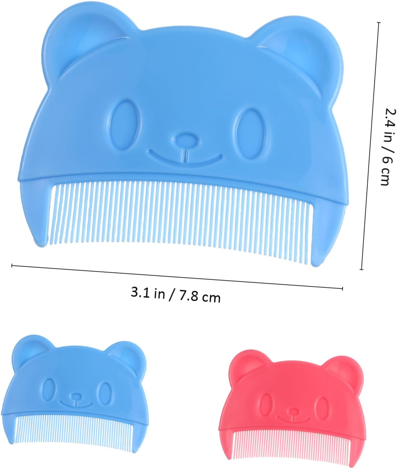Ifundom 2Pcs Hair Combs Fine Tooth Portable Bear Shape Cradle Cap Removal Comb for Boys and Lightweight Grooming Tool for Dandruff and Detangling
