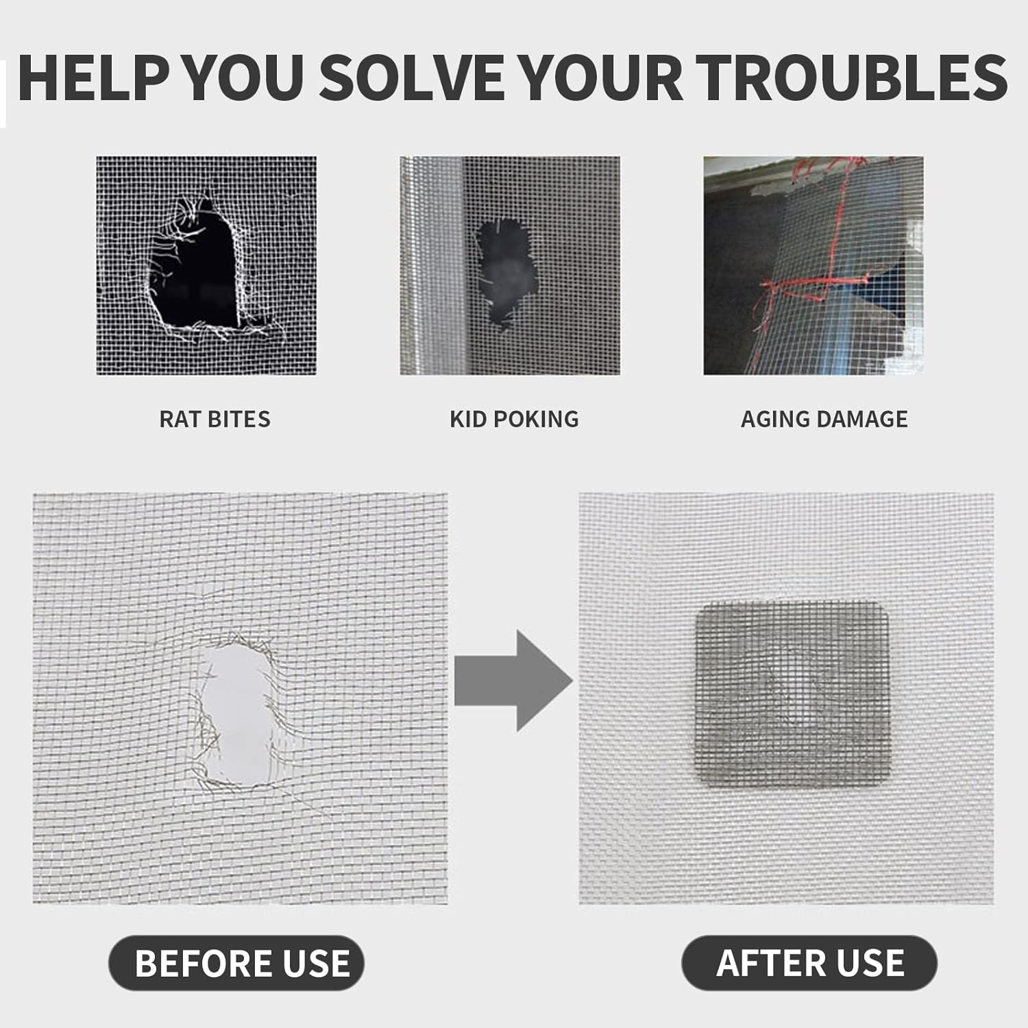 Fly Screen Repair Tape Mosquito Net Repair Tape Fiberglass Mesh Tape Strong Adhesive Door Window Screen Mesh Patch Repair Wire Mesh Repair with Scissor for Repair Holes Screen Net Anti-Mosquito image number 2