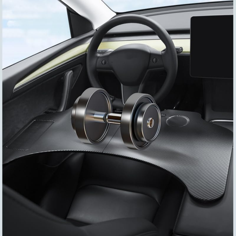 GROZY Foldable Carbon Fiber Textured Car Desk, Car Laptop Desk Steering Wheel Tray Eating Table, Multipurpose Portable Food Tray Dining Table for Dining Working, Car Travel Table for Tesla Model 3 Y image number 5