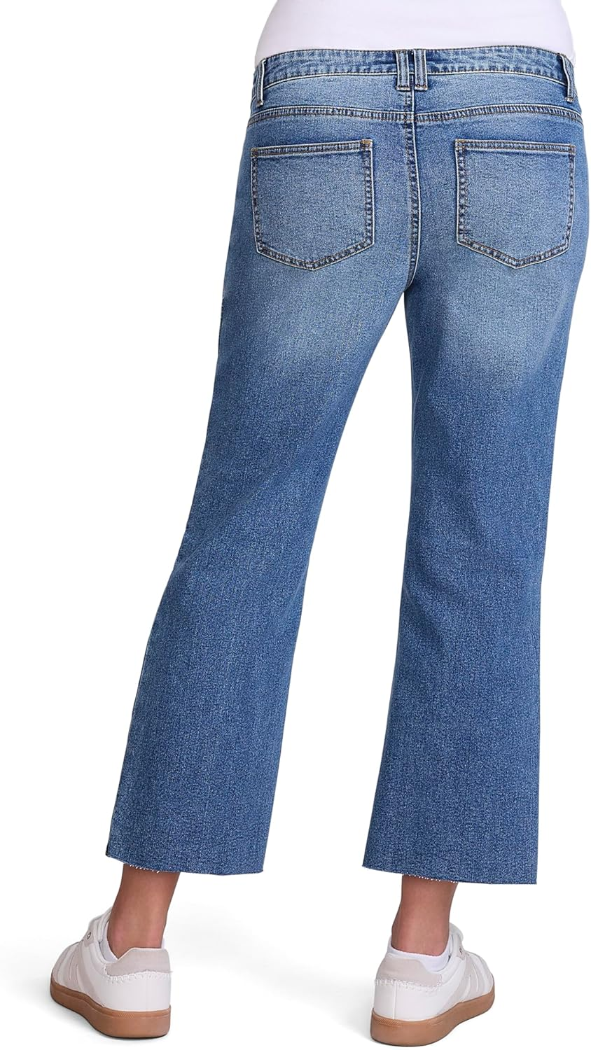 Motherhood Maternity Women'S under the Belly Wide Leg Crop Pregnancy Jeans with Elastic Inset Panels image number 2