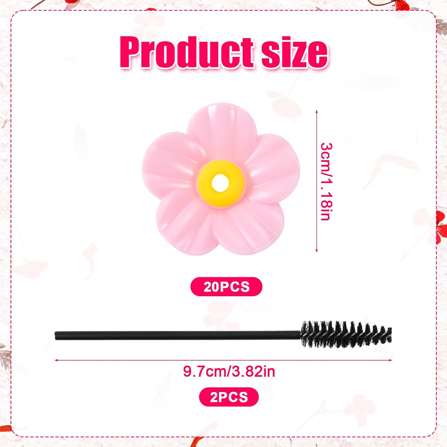 BOXOB 20Pcs Hummingbird Feeder Replacement Flowers, Pink Outdoors Hanging Hummingbird Feeder Parts with Brushes Bee Guards & Feeding Ports (Yellow Core) image number 6