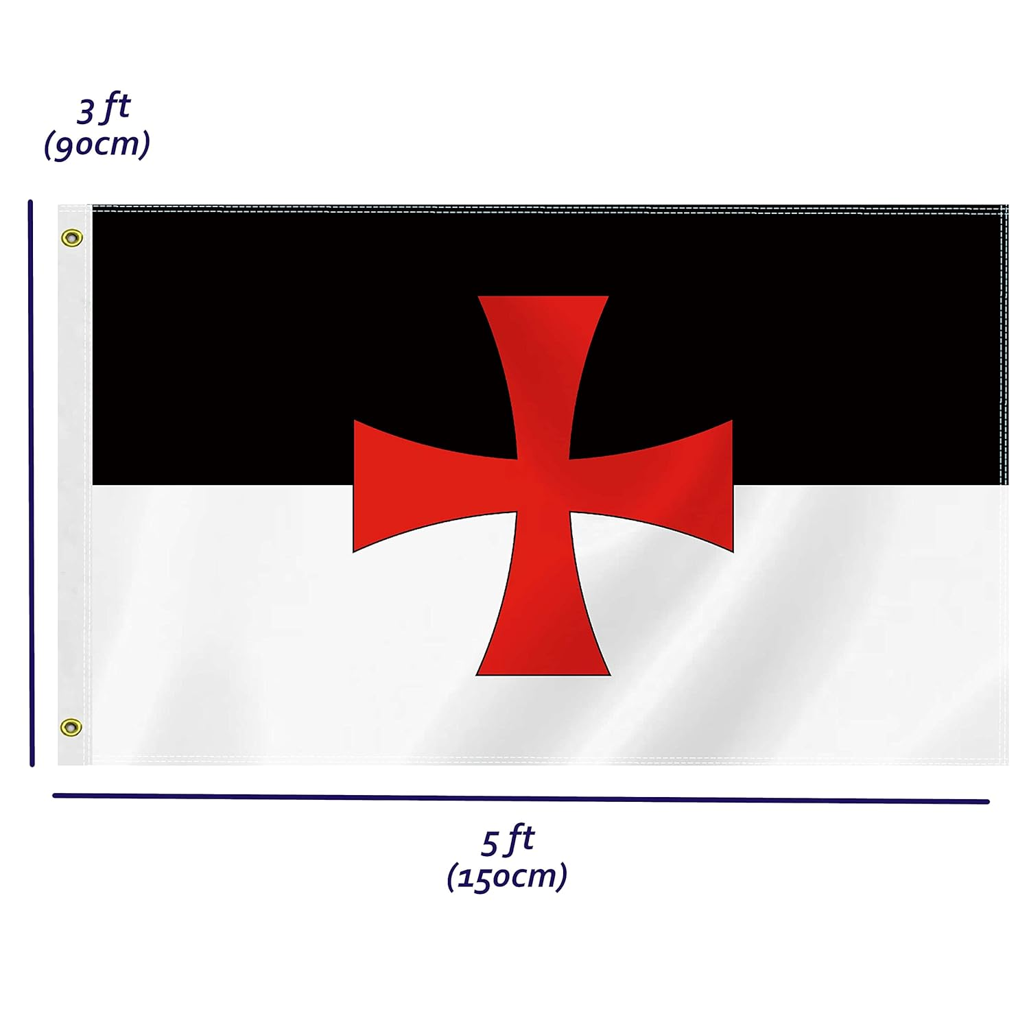 Large 3&times;5 FT Knight Templar Battle Flag, Big 75D Roman Catholic Church National Outdoor Banner,Decorgarden with Brass Gromment image number 3