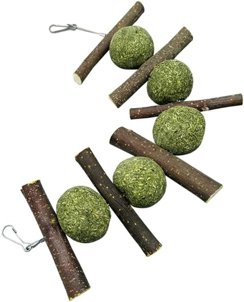 Bunny Chew Toy for Teeth Natural for Hay Treats Wood Sticks Grass Balls Cage for Rabbit Chinchilla Hamster Guinea image number 2