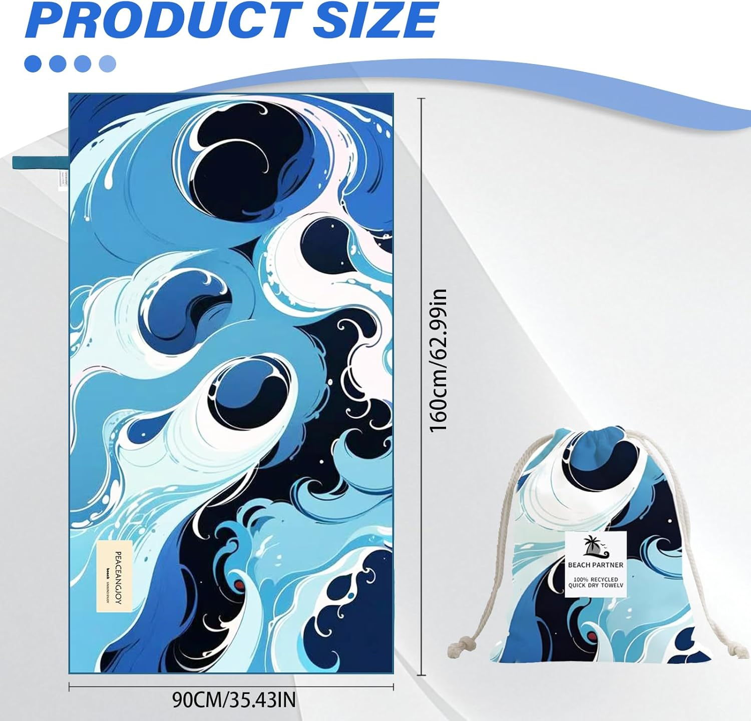 Beach Towel &ndash; Tropical Retro Style with a Unique Design, Large (90 * 160CM) Made from Double Sided Print 250 GSM Thick Microfiber Suede Quick Dry Oversized for Kids & Adults image number 5