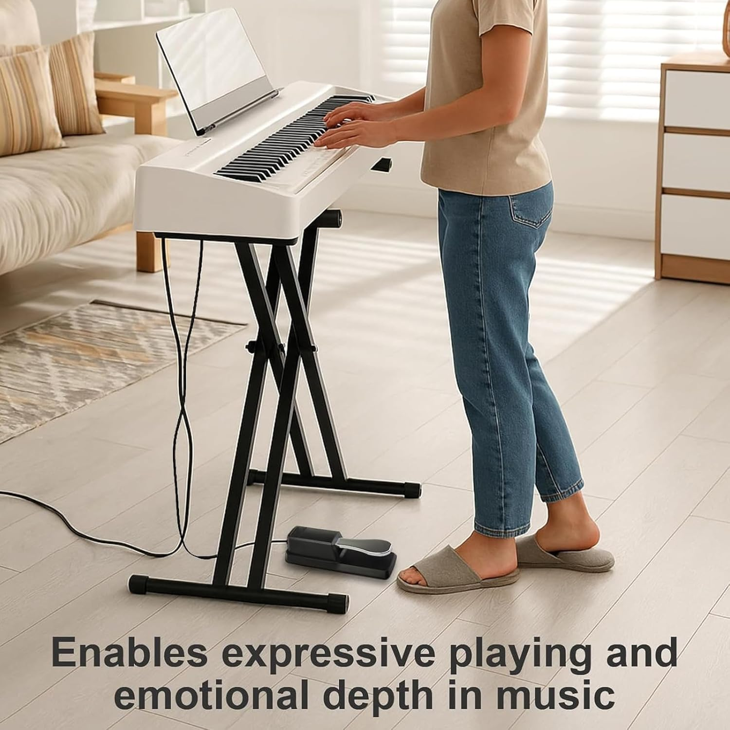 Sustain Pedal Universal for Yamaha Casio Roland Korg Behringer Moog Piano Midi Electronic Keyboards Style with Polarity Switch, 1/4'' Input Plug image number 6