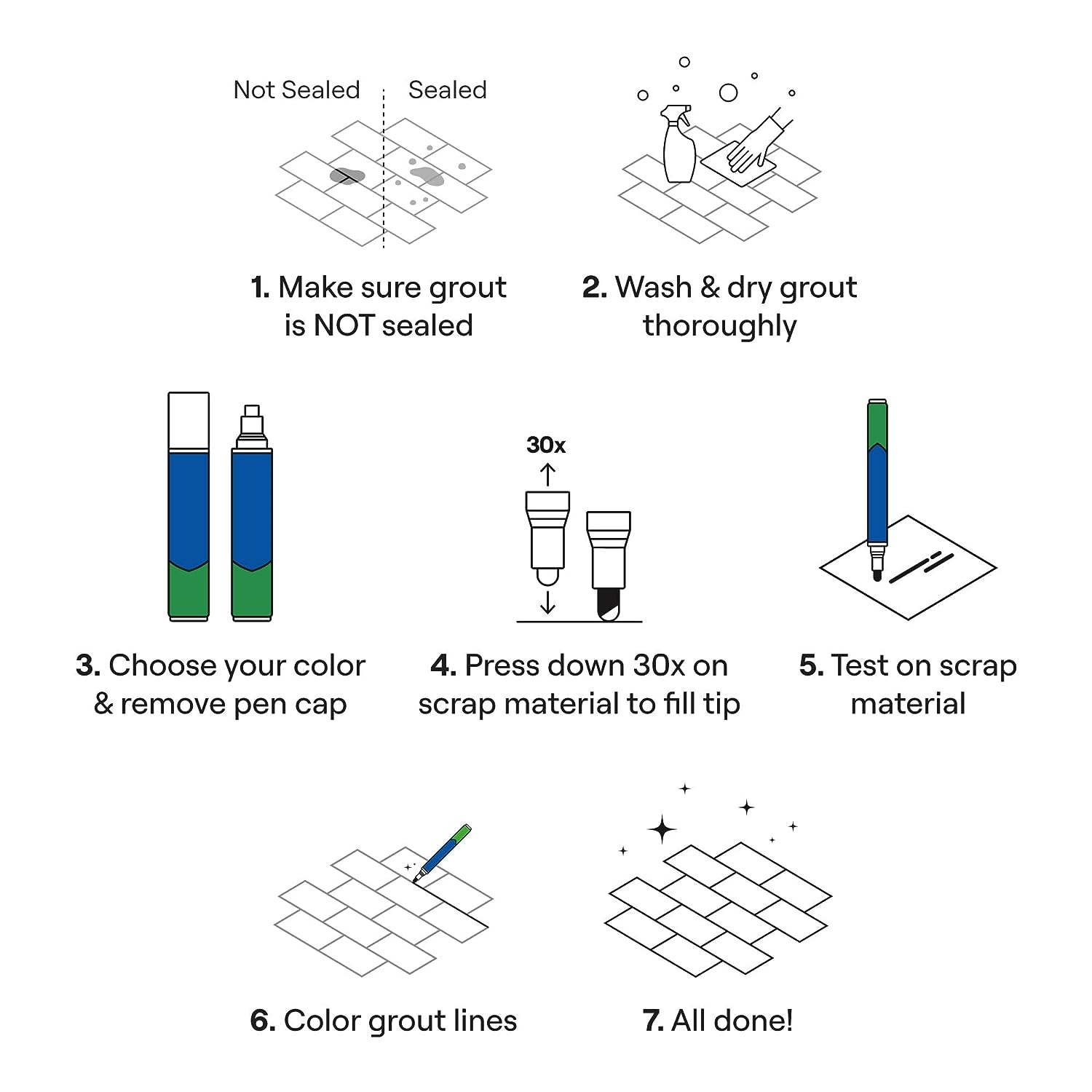 Grout Pen - Designed for Restoring Tile Grout in Bathrooms & Kitchens (Light Grey) image number 1