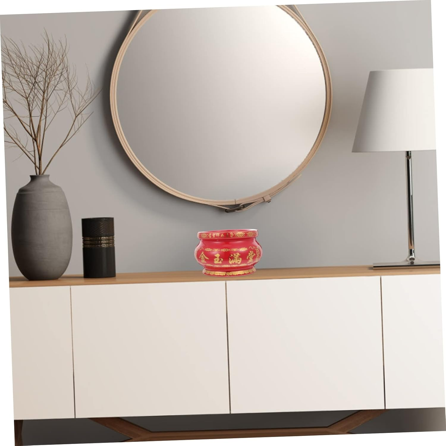 Ceramic Incense Burner Holder Red Incense Bowl Multi-Functional Decor for House image number 4