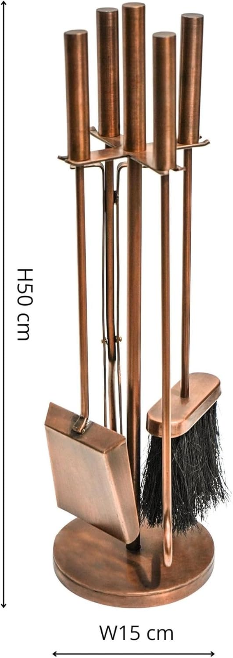 Ivyline Fireside Companion Set in Antique Copper with Stand - Indoor Fireside Utility Accessories - H 50 X W 15Cm image number 5