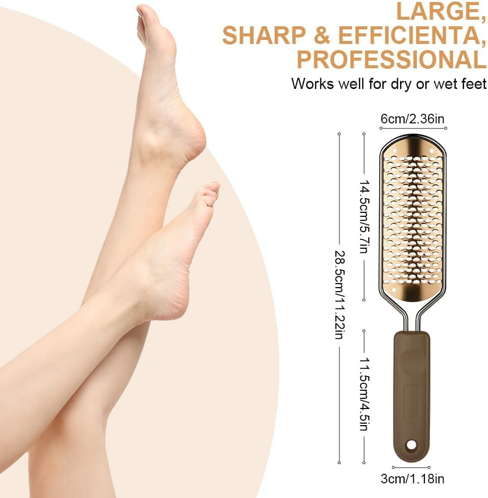 Alaoo Callus Remover, Callus Rasp, Foot File Pedicure, Callus Oble, Stainless Steel Foot File for Callus Removal, Dead Skin, File for Foot Care with Double Feet (Rose Gold) image number 6