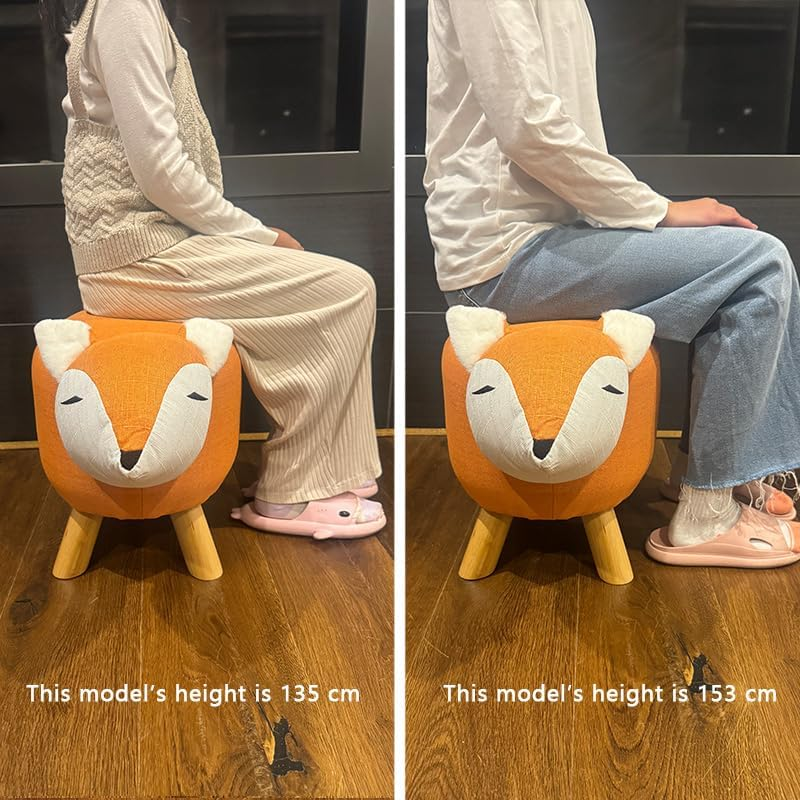 Extra Large Premium Handcrafted Wooden Animal Stools,Adorably Crafted with Fine Details, Multi-Purpose for Kid'S Seat, Decorative Furniture Piece or Shoe Changing Stool.(Fox)