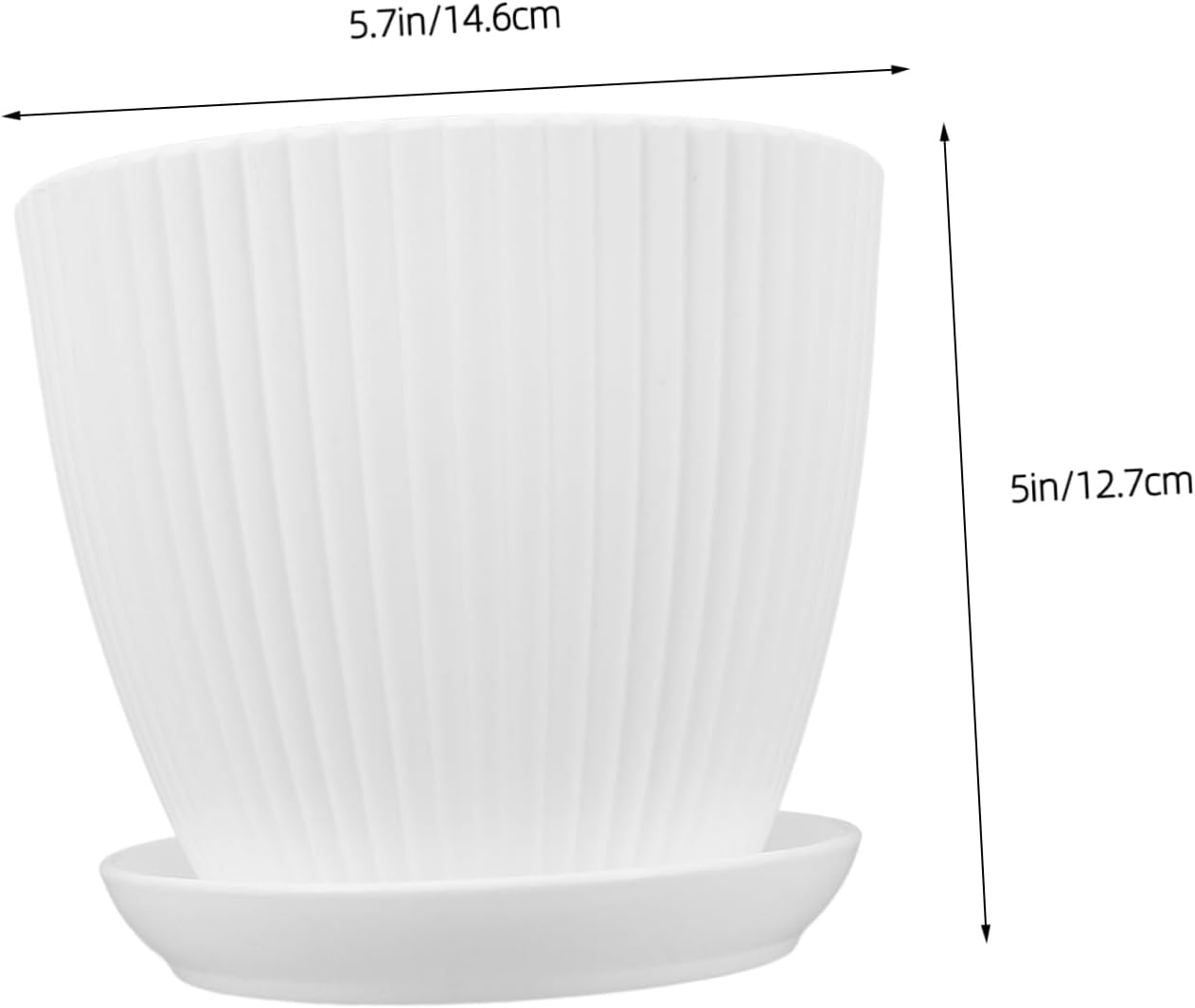 5Pcs White Vertical Striped with Drainage Holes for Indoor and Cacti Reusable Pots for Plants Sustainable Gardening image number 1