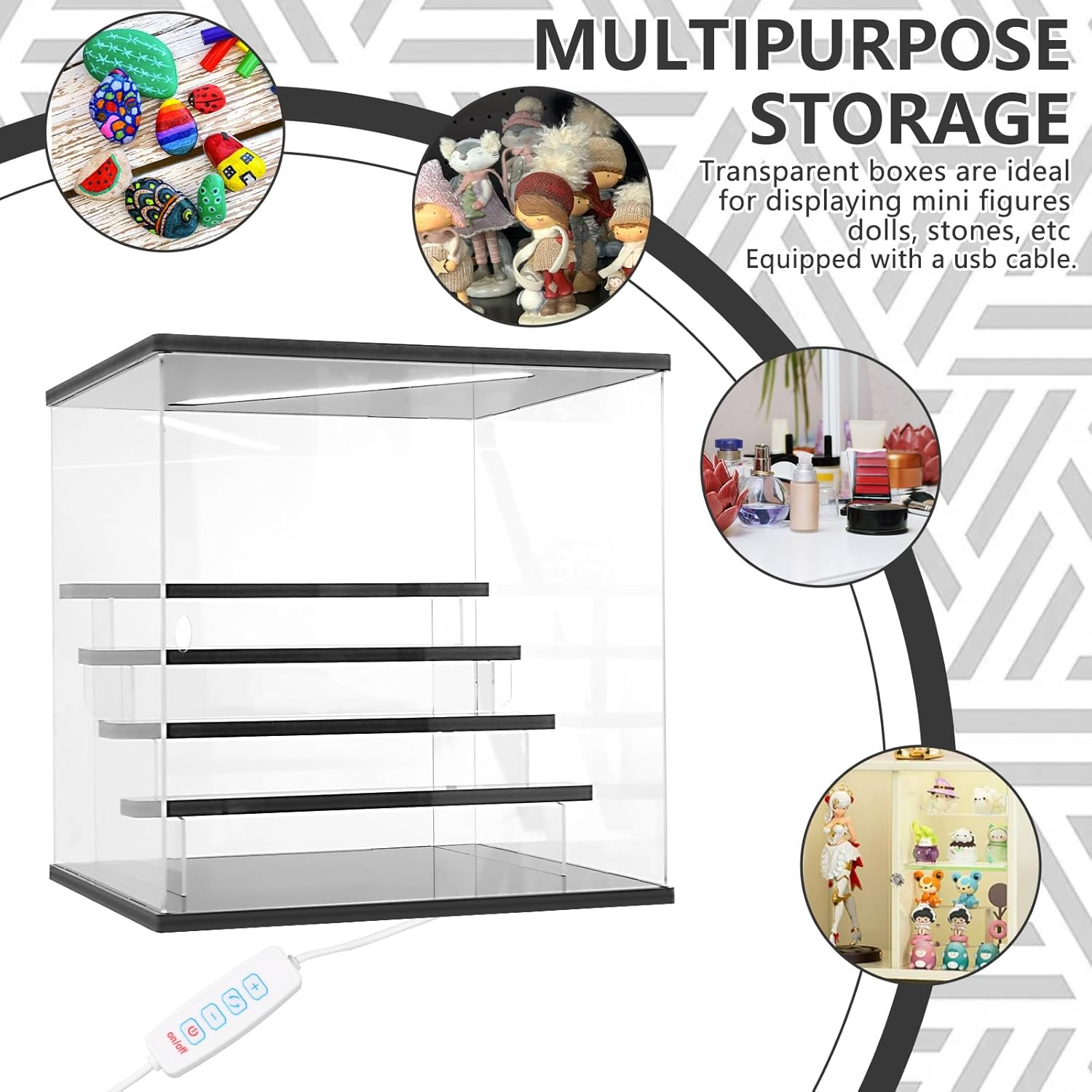 Clear Acrylic Display Case with LED Light for Collectibles, 3/5 Layers Display Box Stand Assembly Dustproof Protection Showcase for Collectibles Action Figures (Five Layer) image number 6